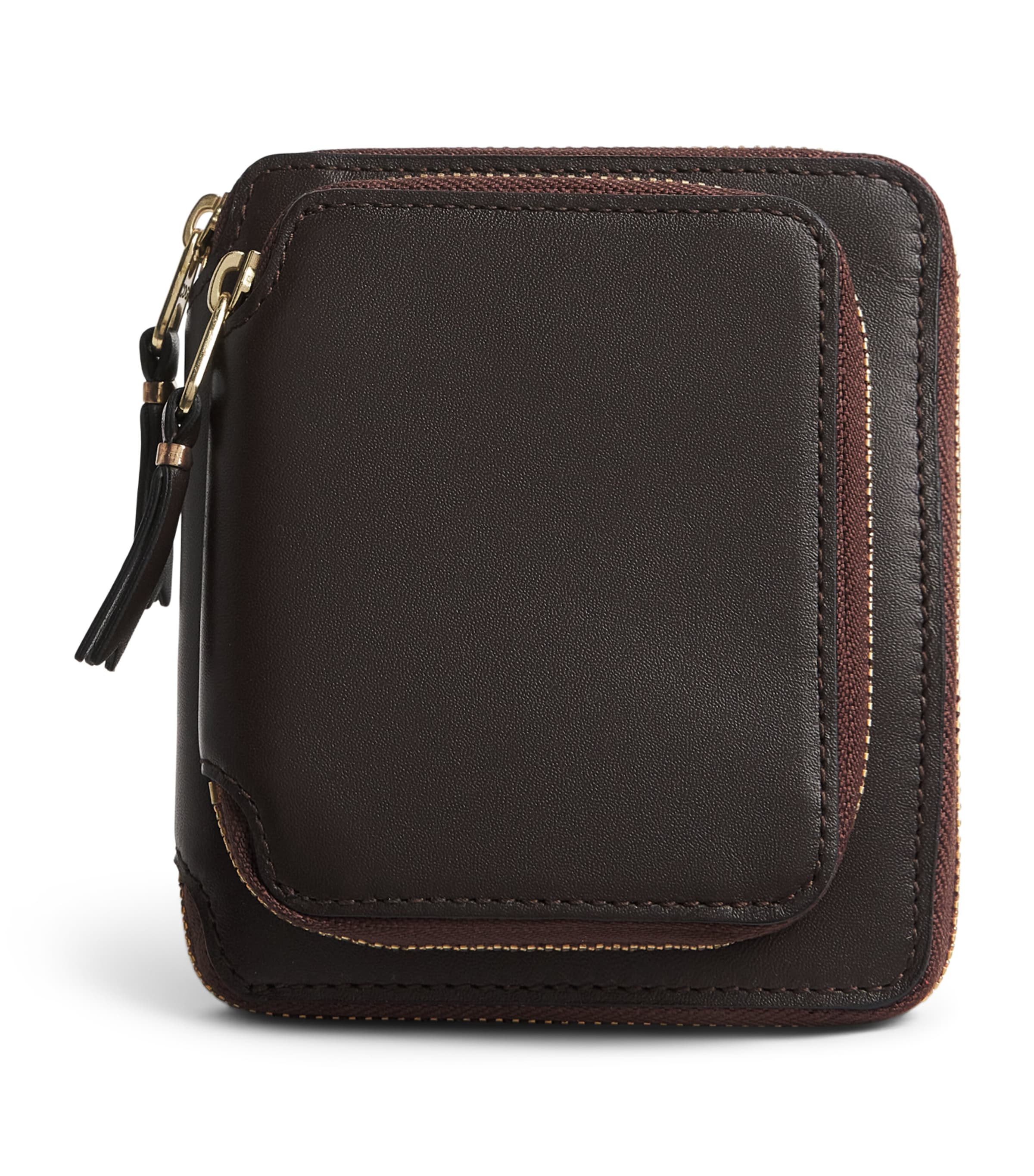 Comme Des Garçons Wallet Small Leather Vertical Outside Pocket Wallet Brown Image 1