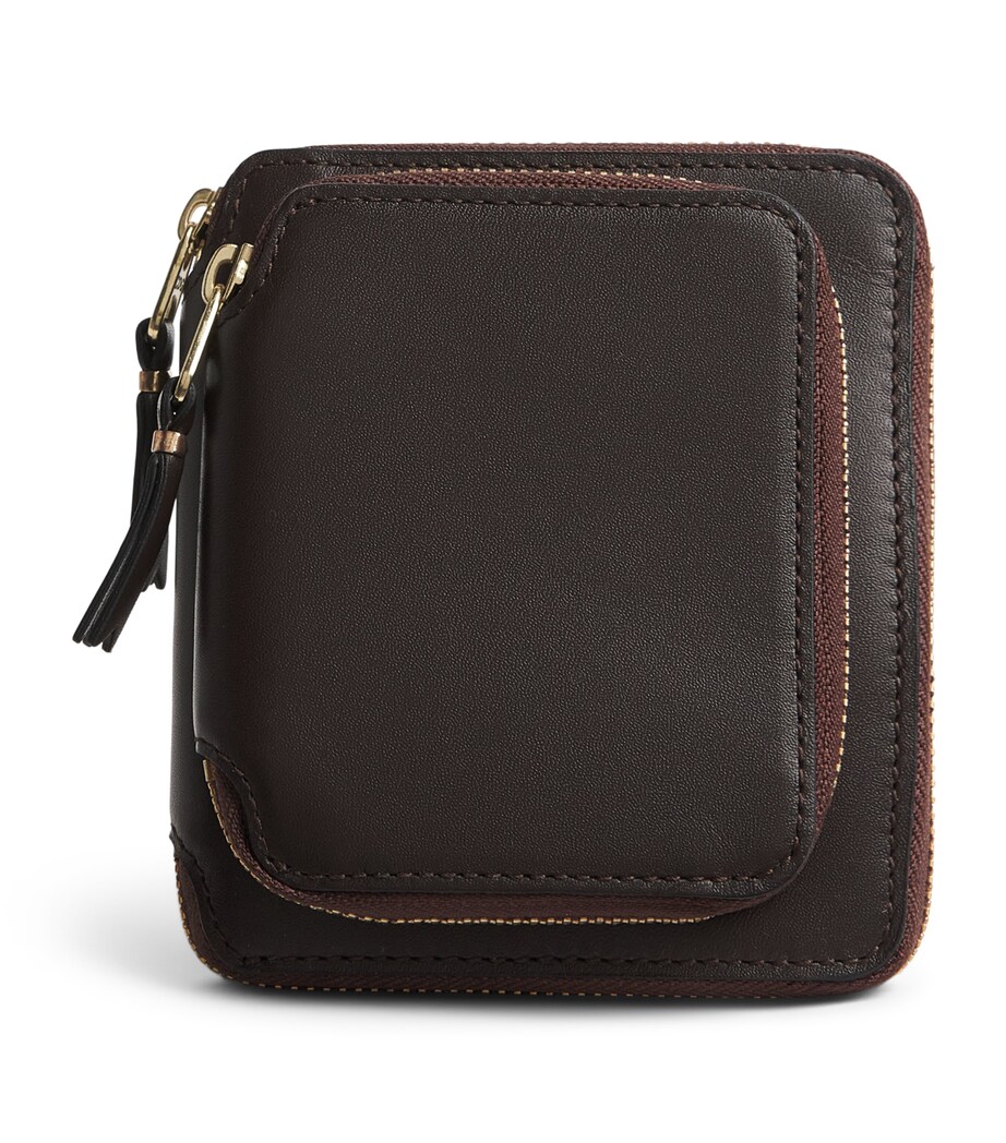 Comme Des Garçons Wallet Small Leather Vertical Outside Pocket Wallet Brown Image 1