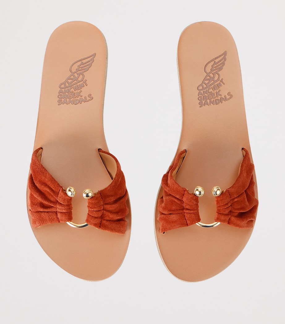Ancient Greek Sandals Suede Nektaria Slides Rust Image 4