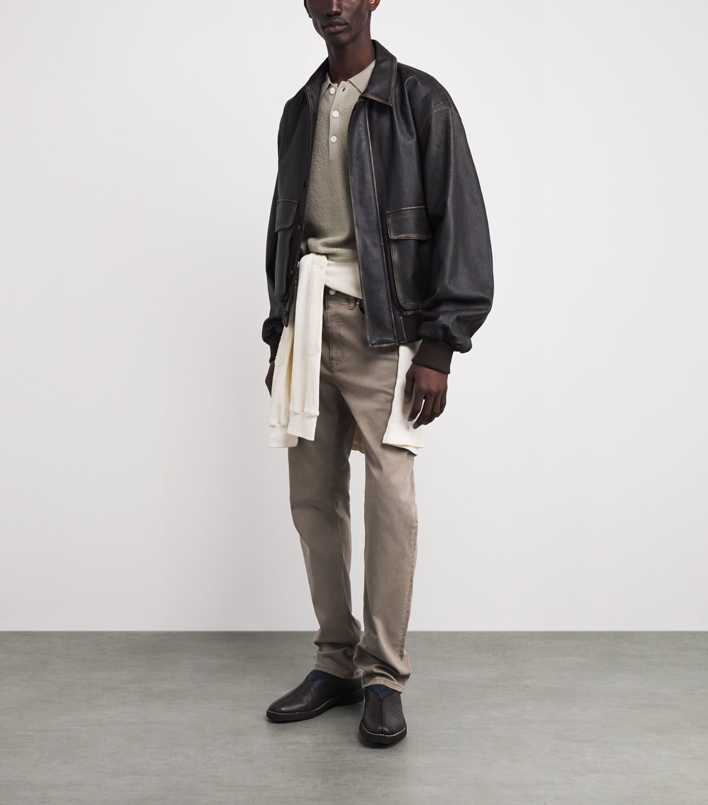 Wool Textured Polo Sweater WARM GREY Image 2