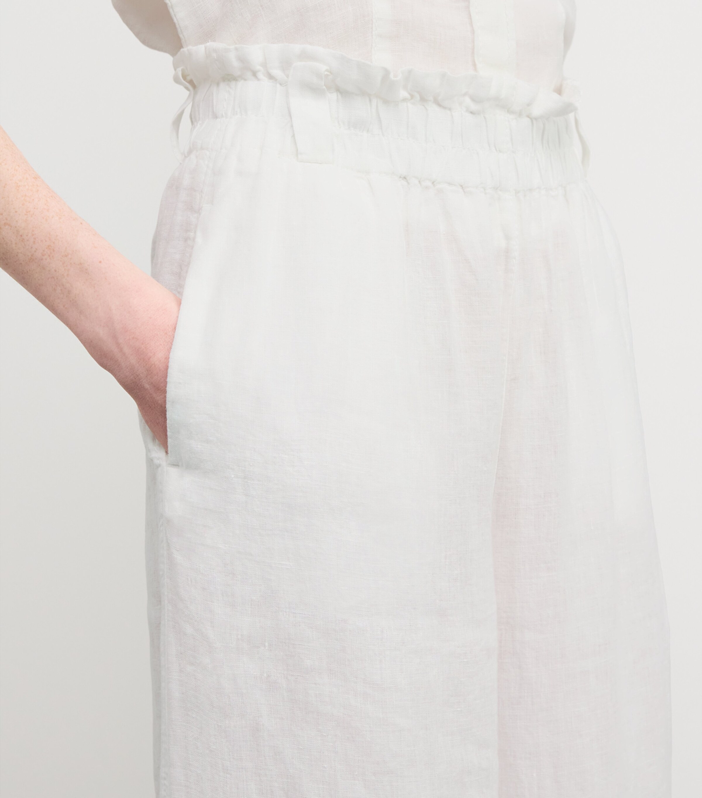 Linen Wide-Leg Trousers OPTICAL WHITE Image 6