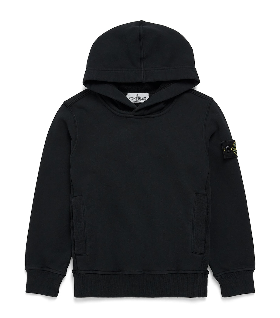Stone Island Junior Cotton Compass Patch Hoodie (2-14 Years) Black Image 1