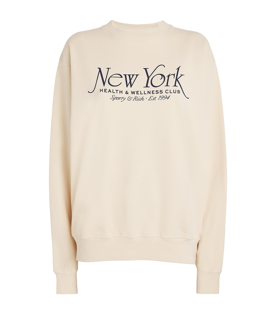 Sporty & Rich Womens Cotton Crew-Neck Sweatshirt Cream Image 1