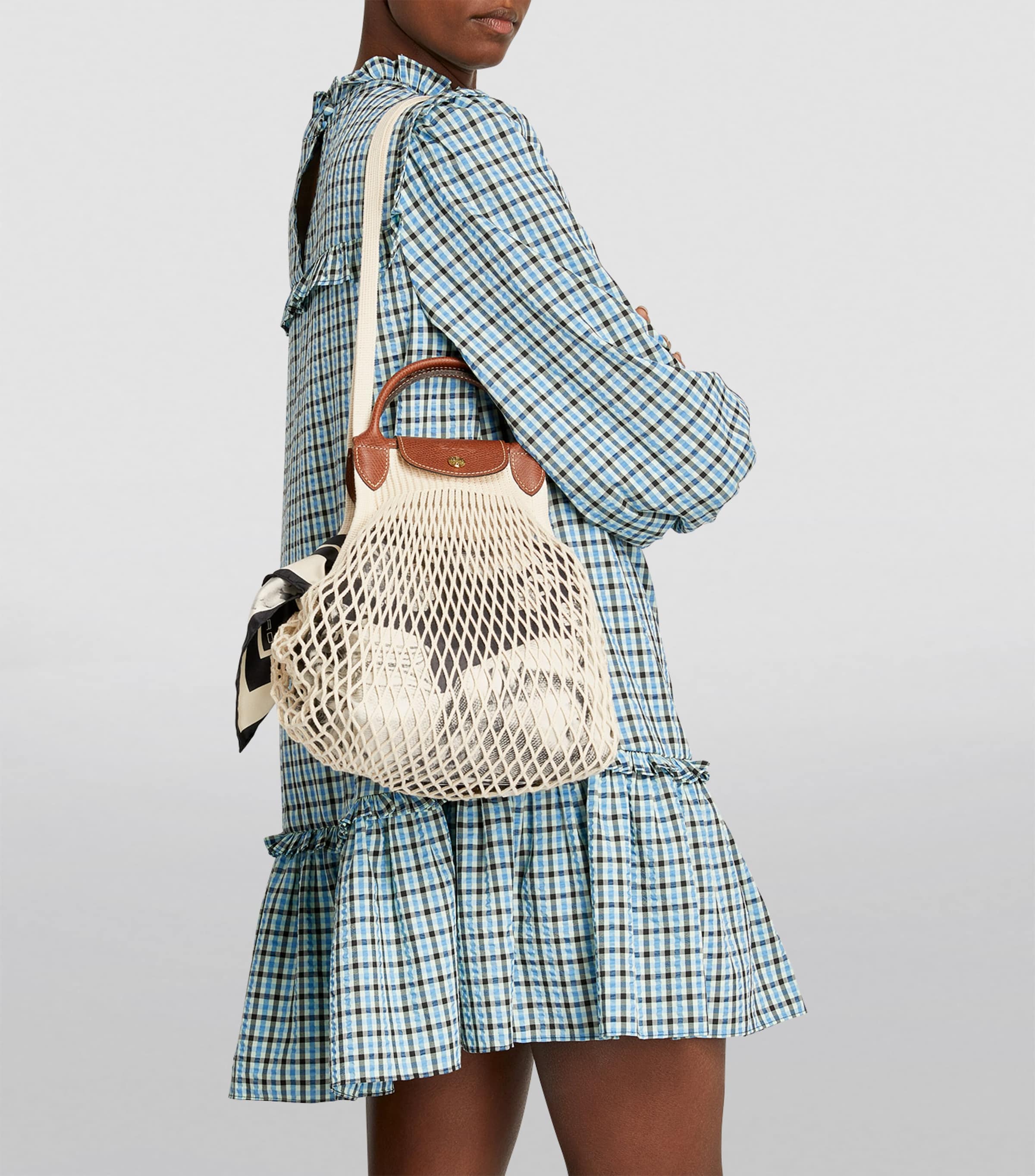 Longchamp Large Le Pliage Filet Mesh Bag Ecru Image 2
