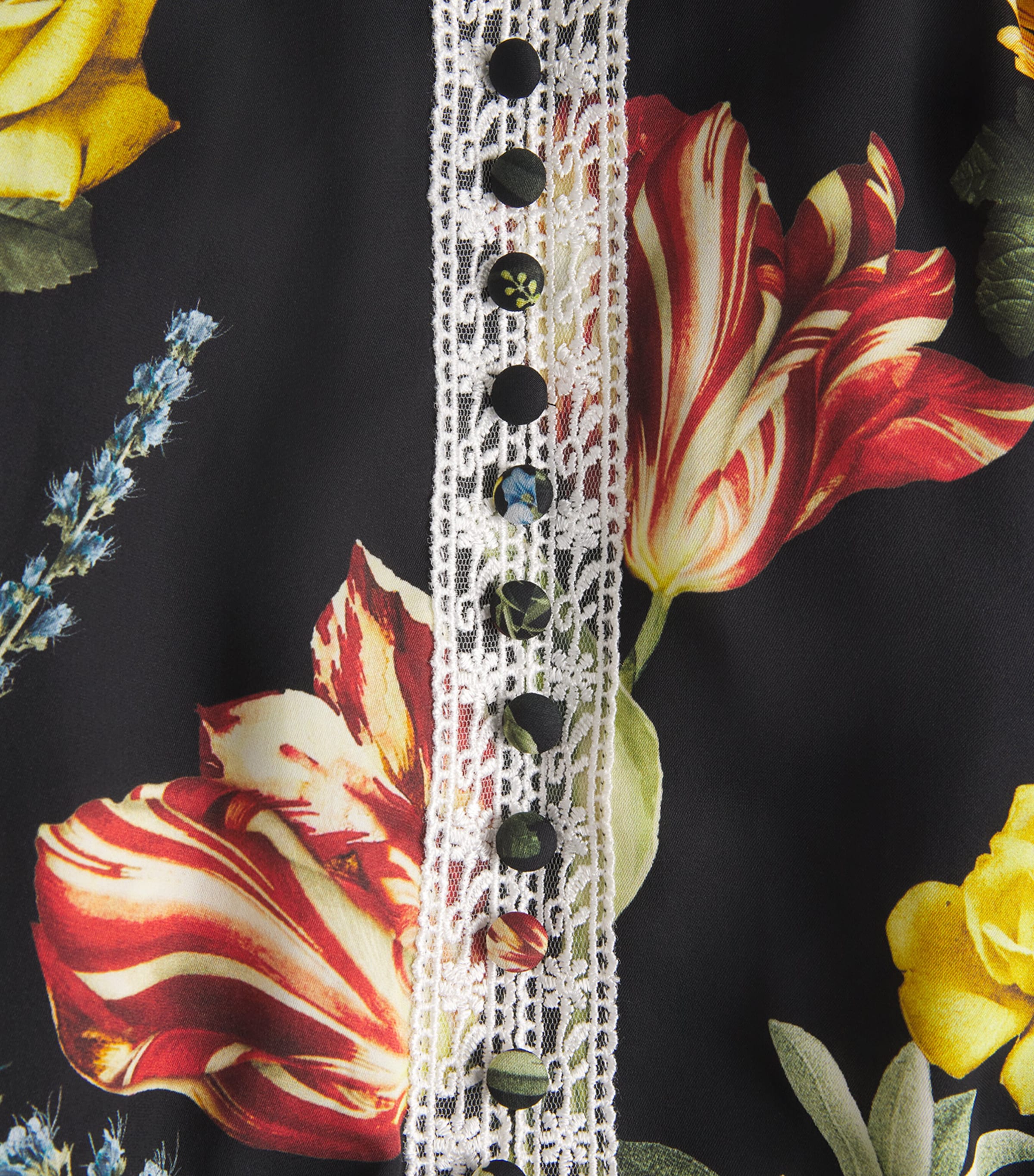 Alice+Olivia Multi Satin-Lace Floral Rose Maxi Dress | Harrods US