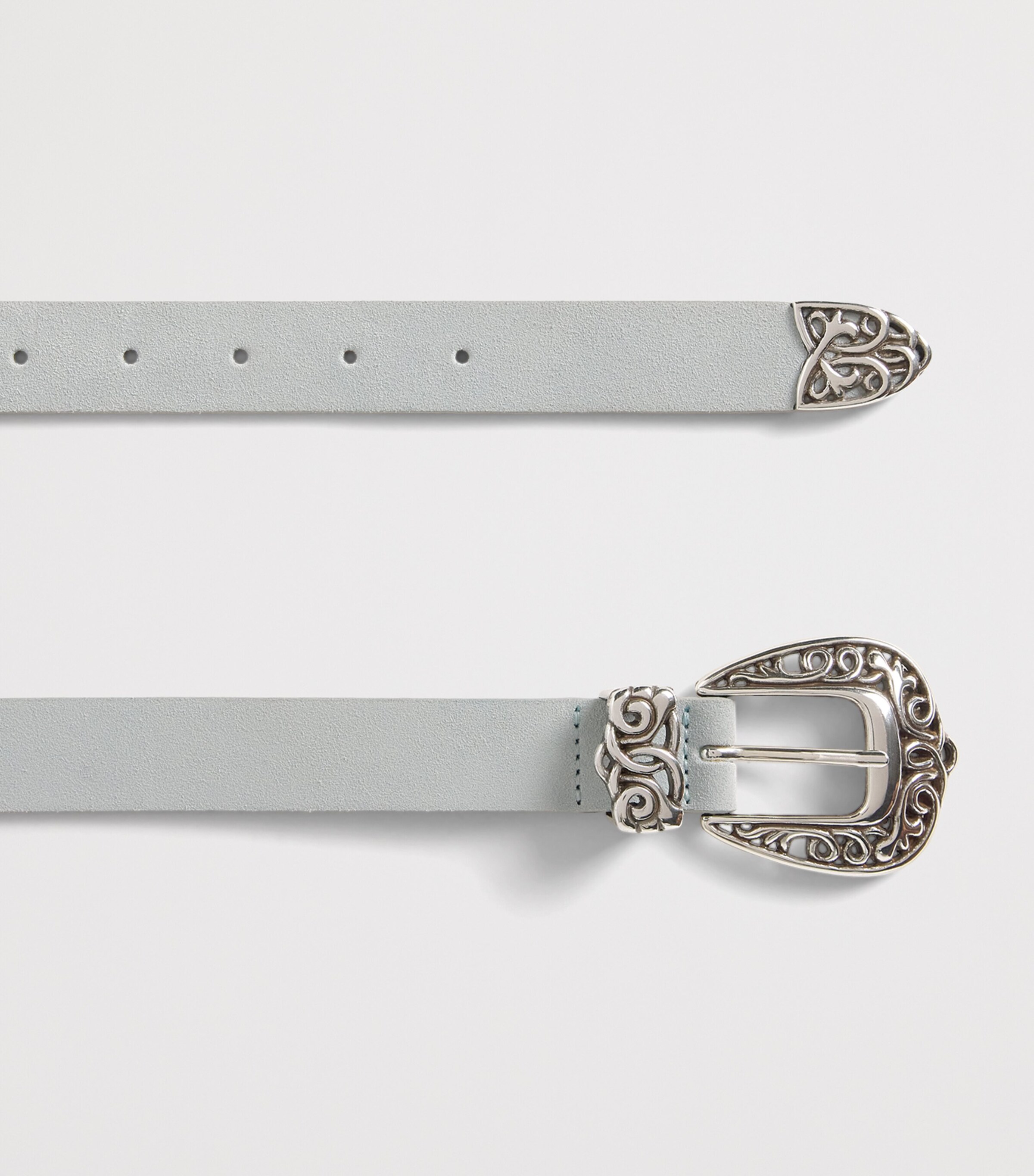 Eleventy Suede Texas-Buckle Belt Nuvola Image 3