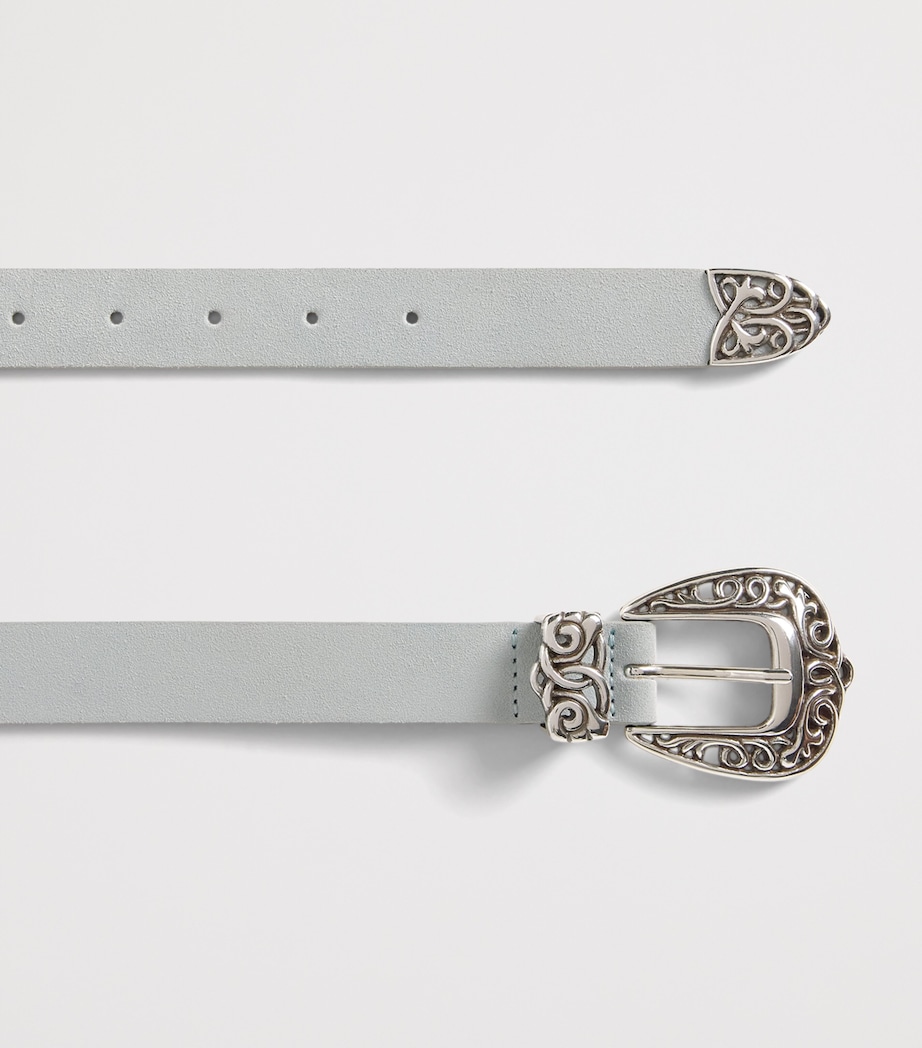 Eleventy Suede Texas-Buckle Belt Nuvola Image 3