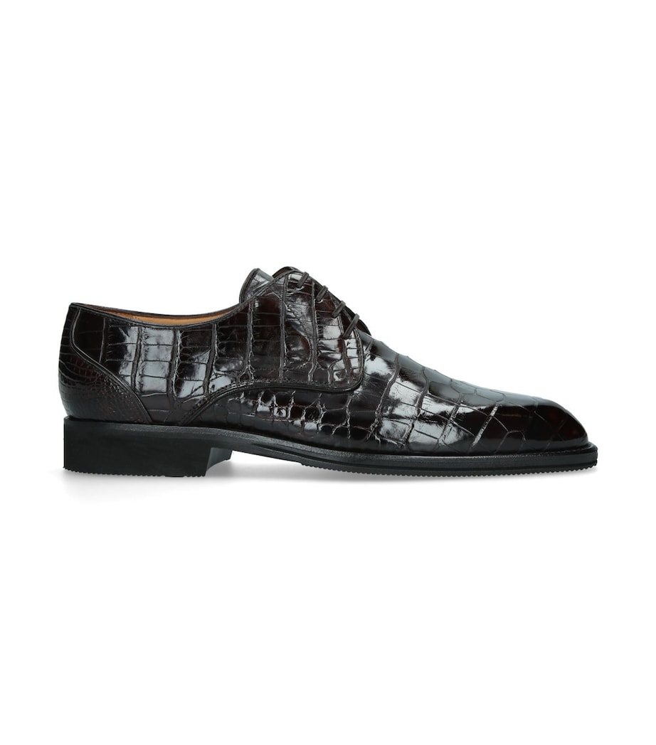 Crocodile Leather Derby Shoes DARK BROWN Image 3