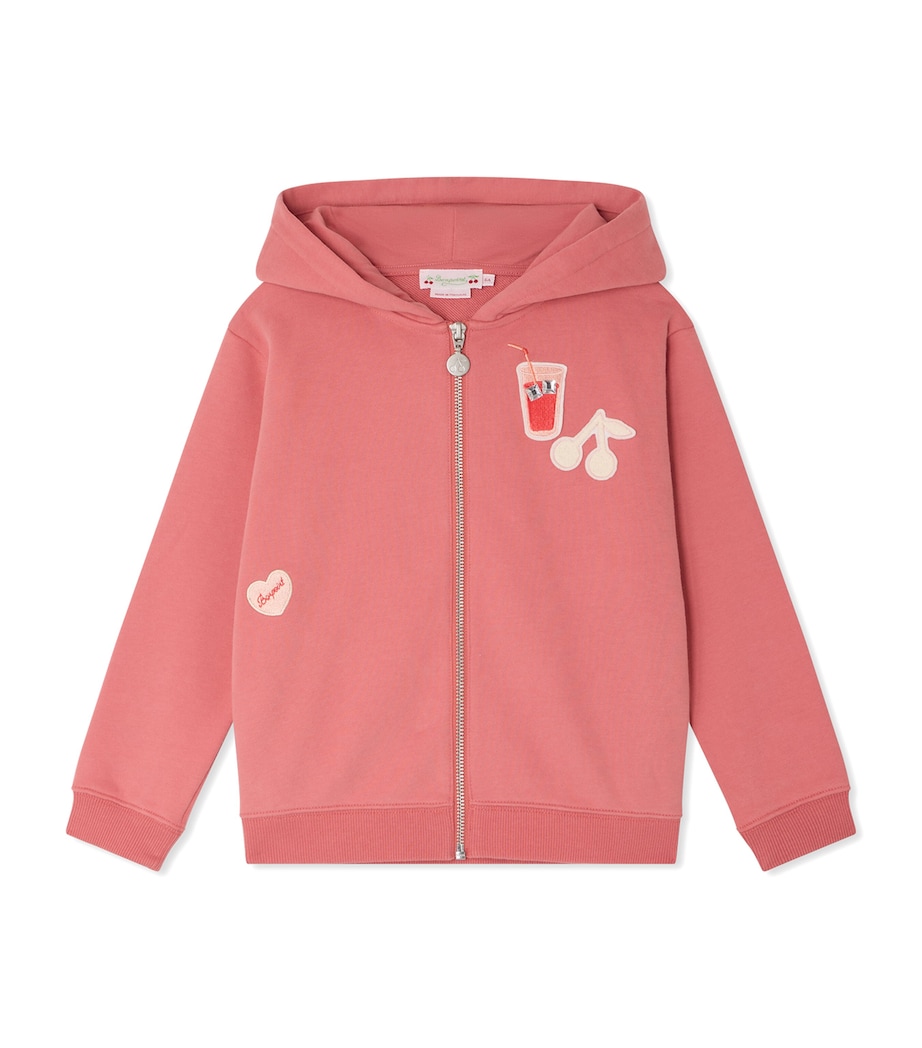 Bonpoint Cotton Embroidered Hoodie (10-14 Years) Upb Framboise Image 1