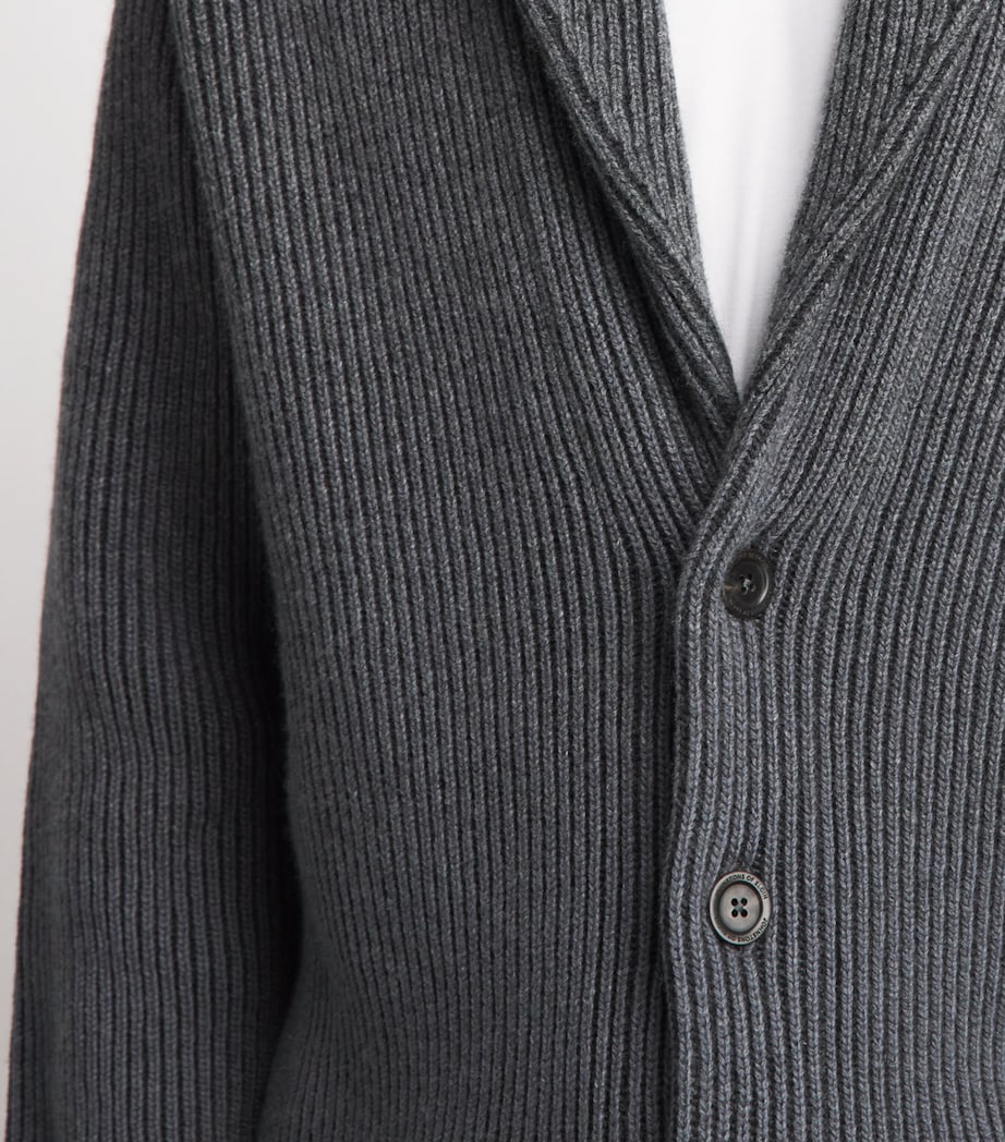 Johnstons Of Elgin Mens Cashmere Shawl Cardigan Crane Grey Image 3
