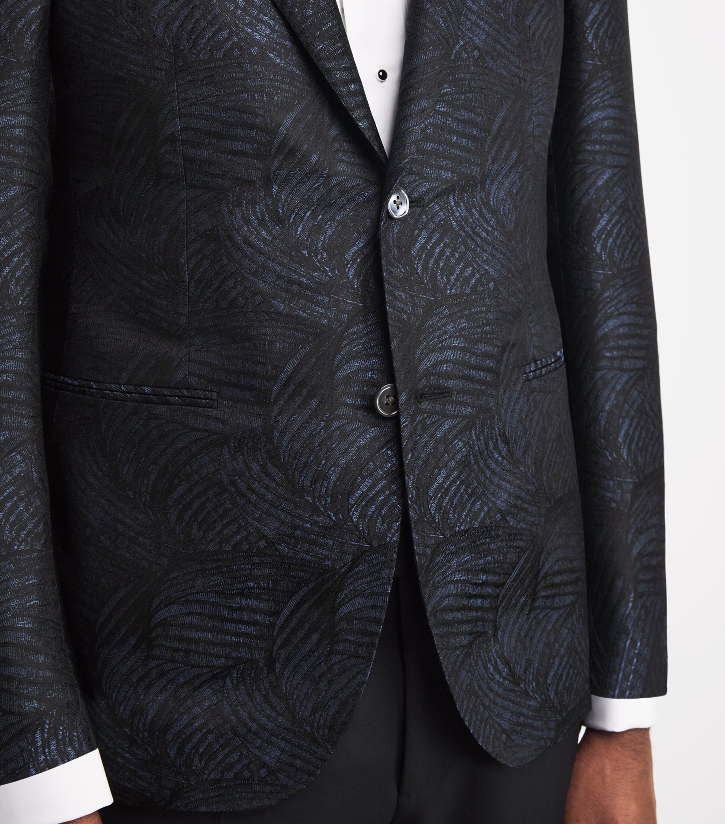Corneliani Mens Silk Jacquard Blazer Black Image 6