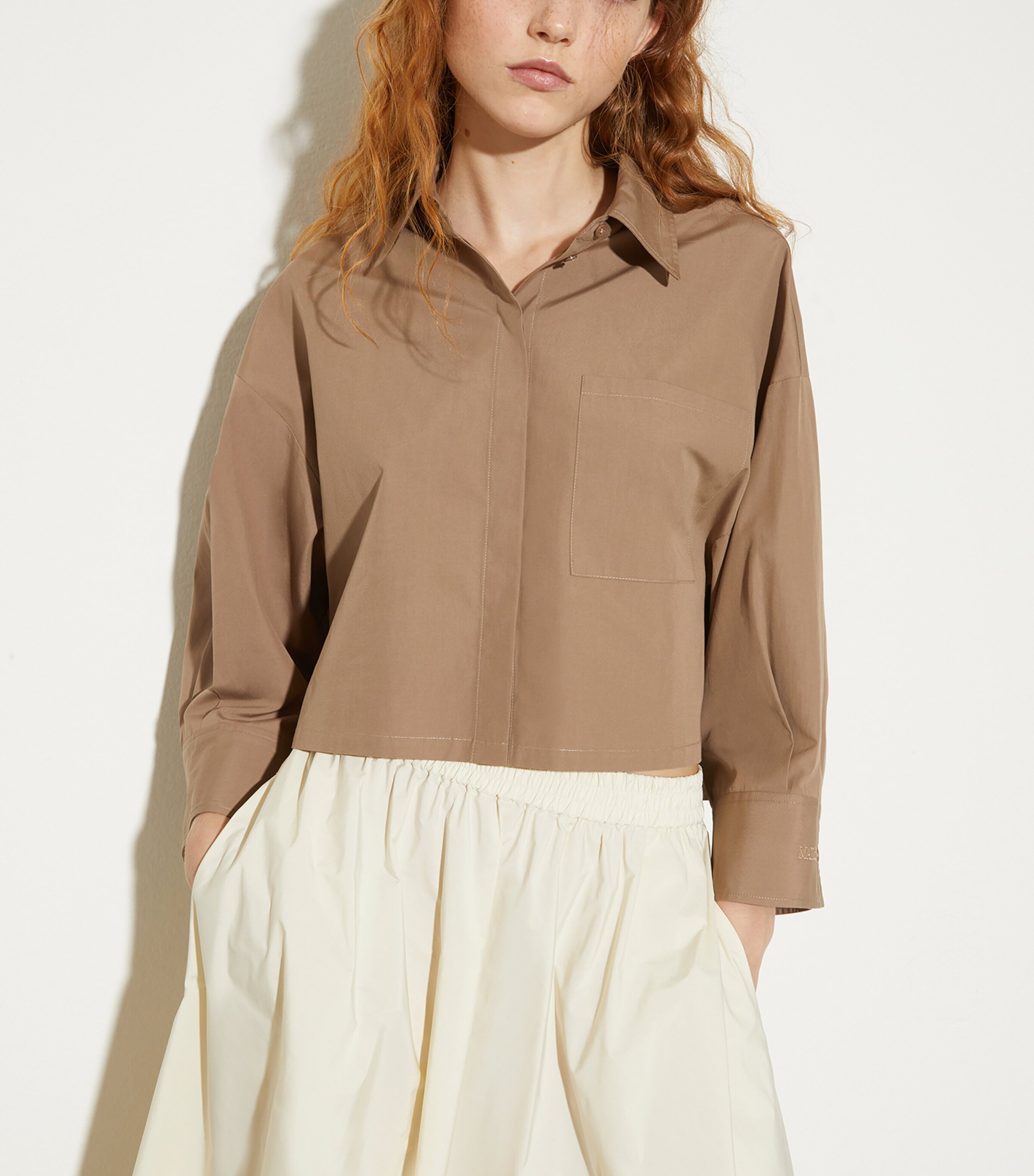 MAX&Co. Womens Cotton Cropped Shirt Turtledove Image 2