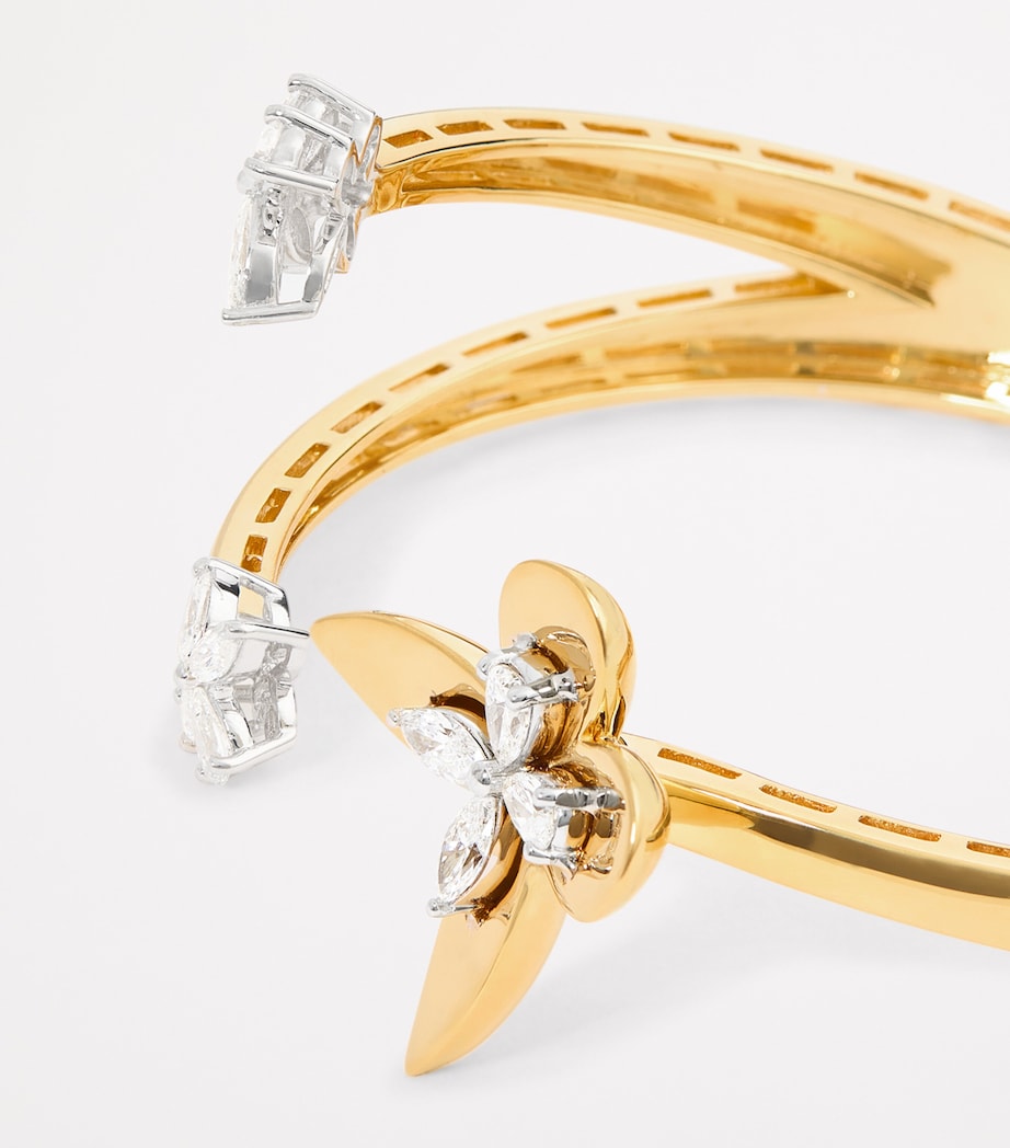 Mixed Gold and Diamond Butterfly Bangle MIXED GOLD Image 6