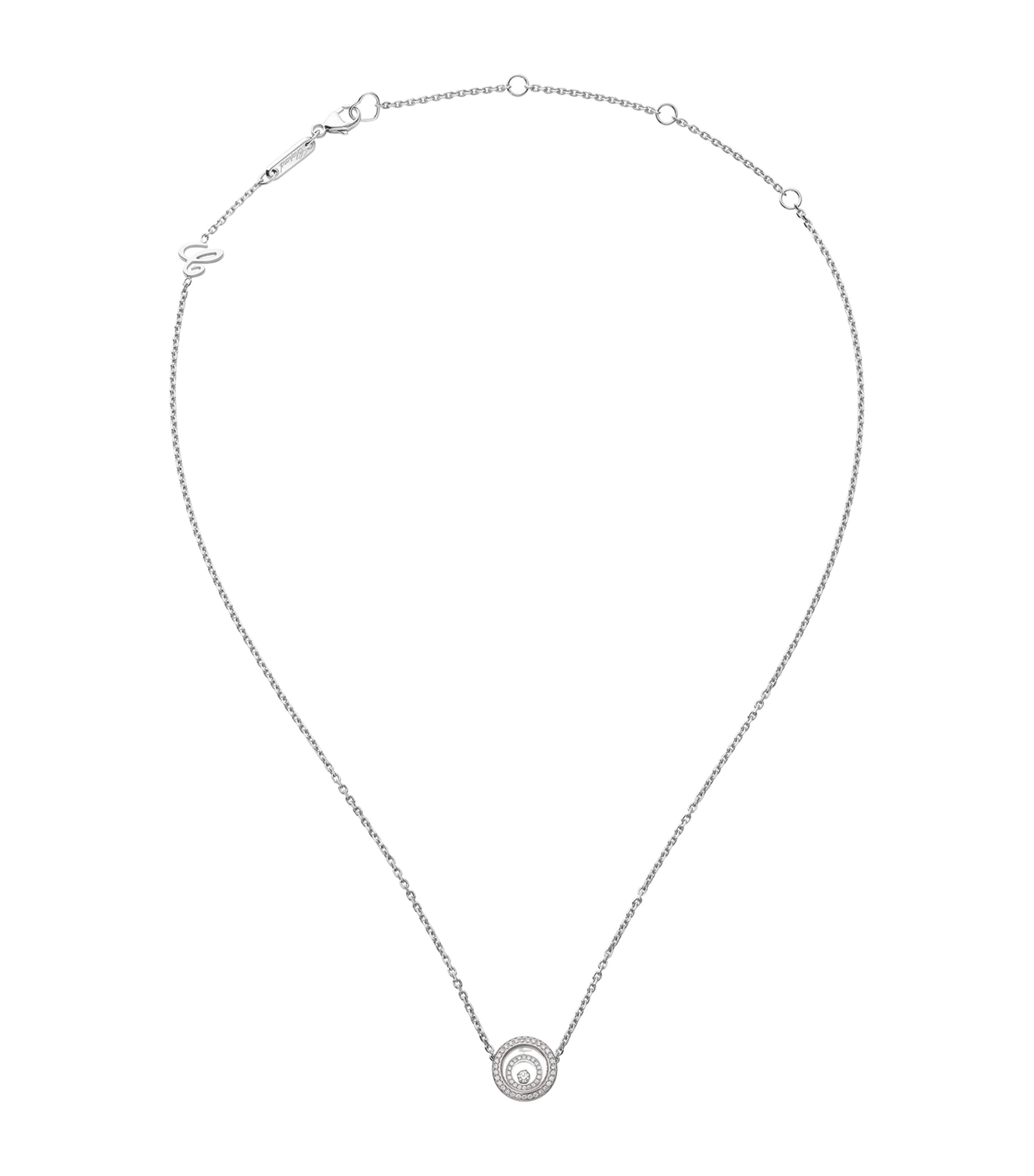 Shop Chopard White Gold And Diamond Happy Spirit Pendant Necklace