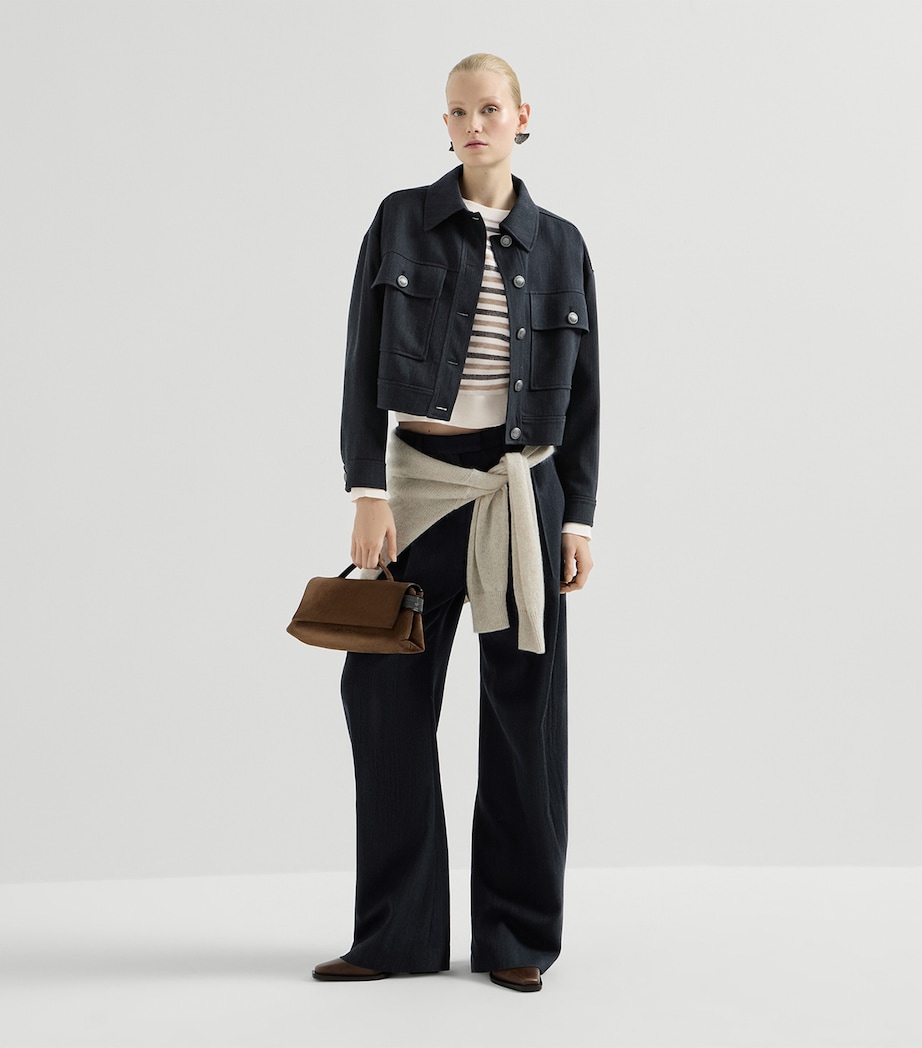 Brunello Cucinelli Womens Wool-Cashmere-Silk Stripe Sweater Image 2