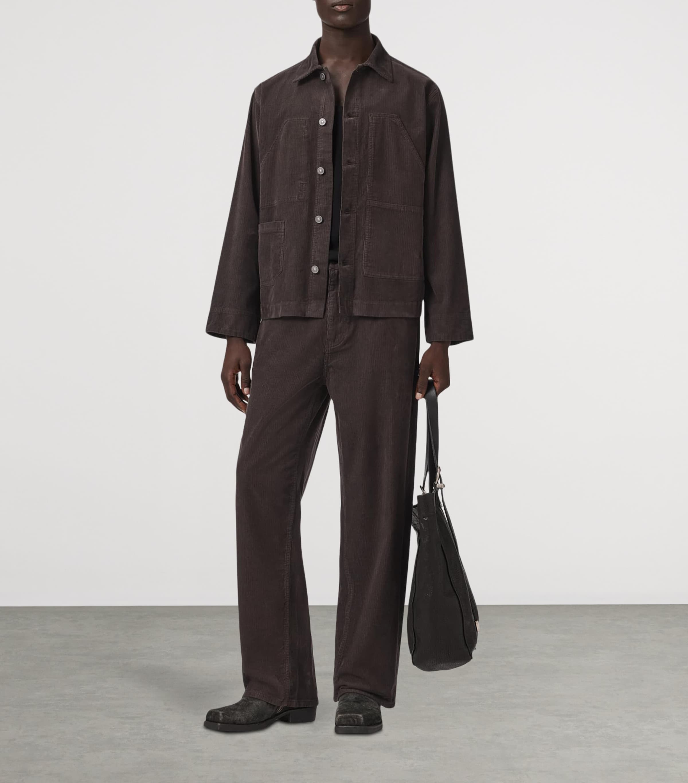 AllSaints Mens Mukesh Corduroy Jacket Dark Brown Image 6