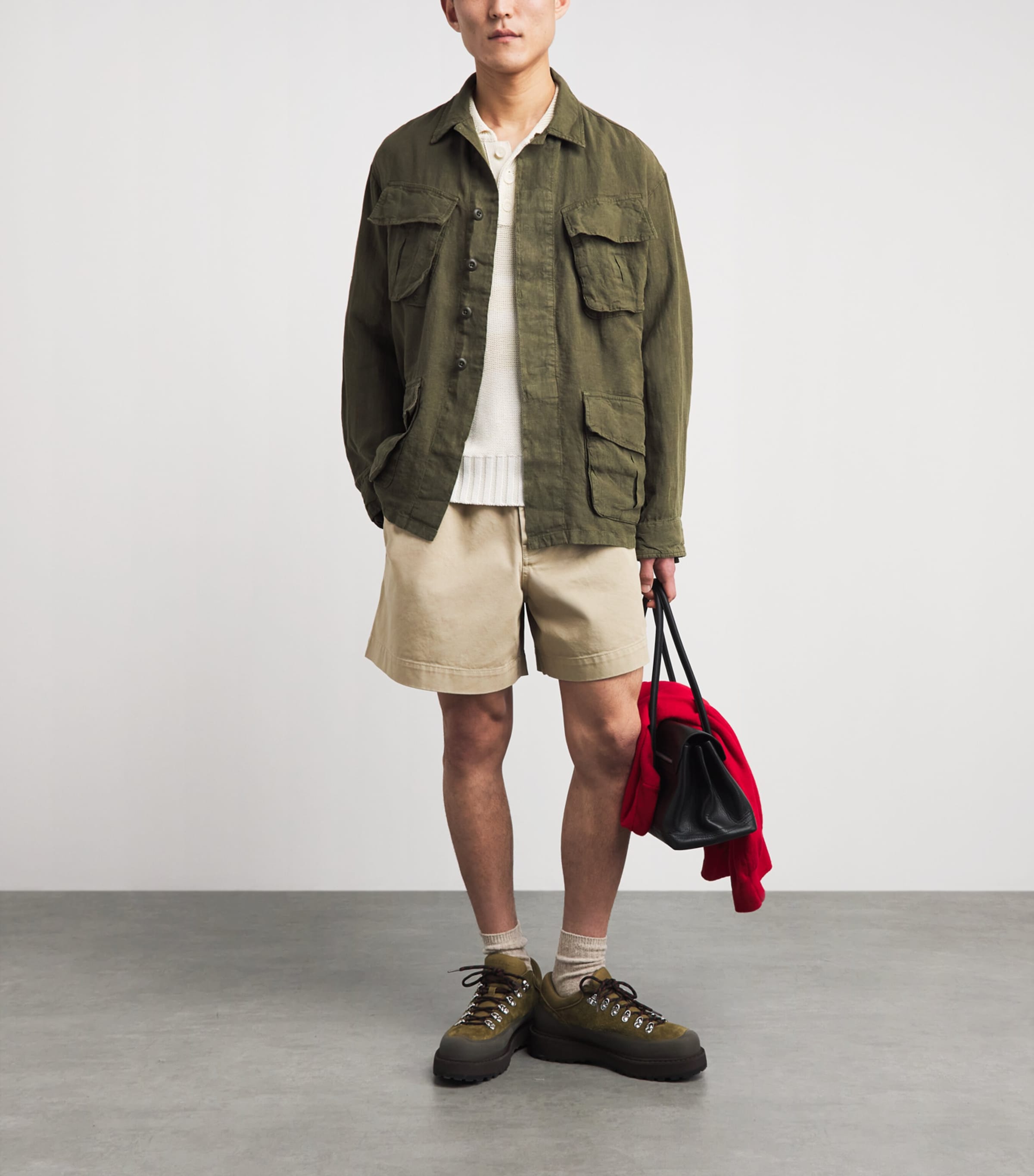 Polo Ralph Lauren Mens Linen Utility Overshirt New Olive Image 2