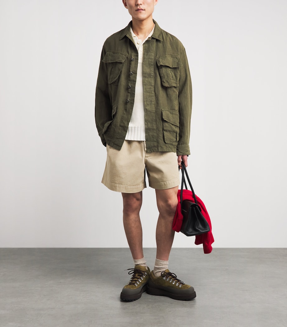 Polo Ralph Lauren Mens Linen Utility Overshirt New Olive Image 2