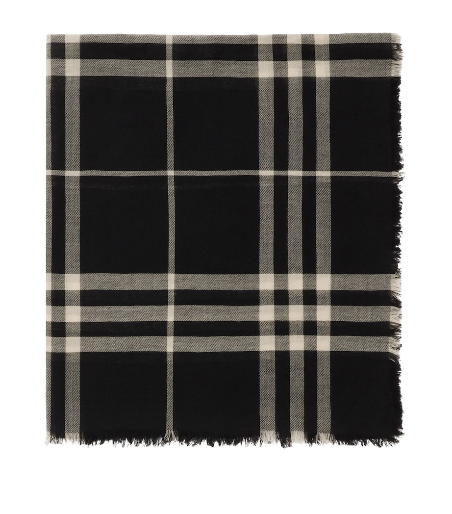 Wool Wide Check Scarf BLACK/CALICO IP CHK Image 1