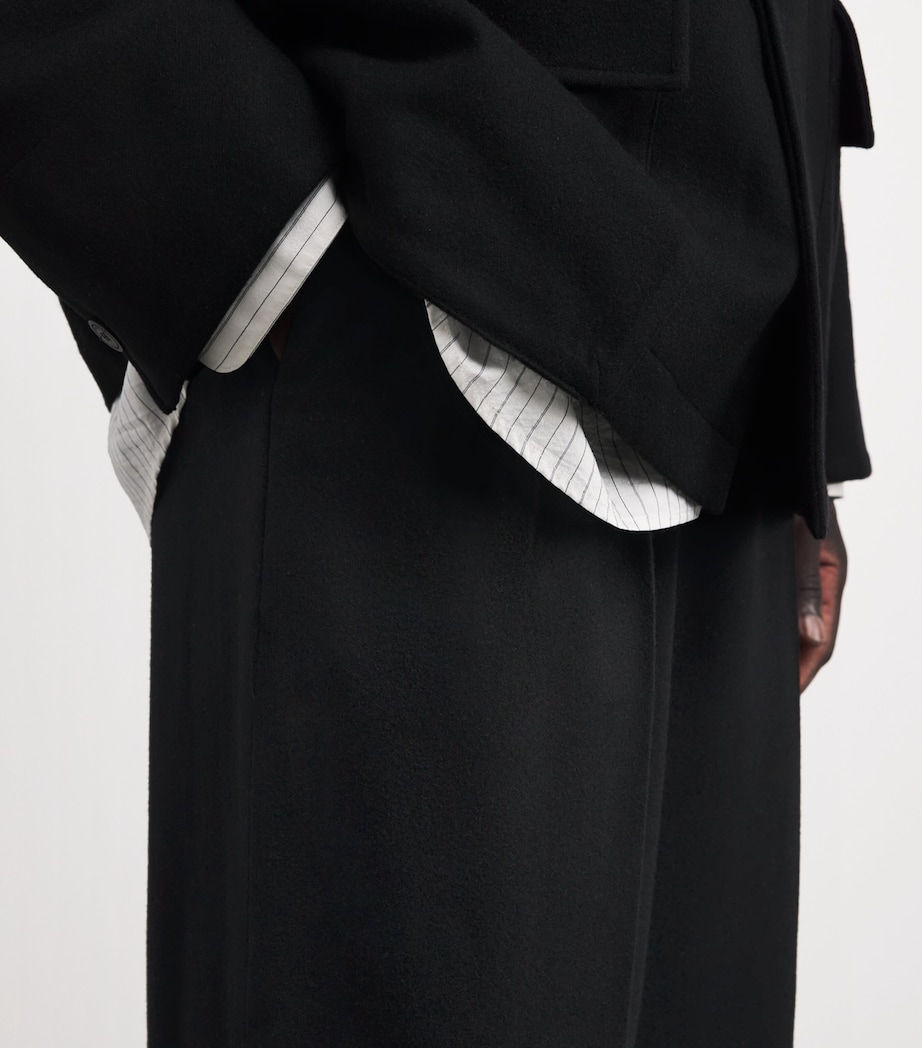 Wool Pleated Trousers BLACK Image 6