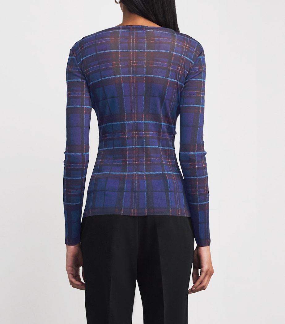 Long-Sleeve Sheer Check Top CORNFLOWER BLUE Image 4