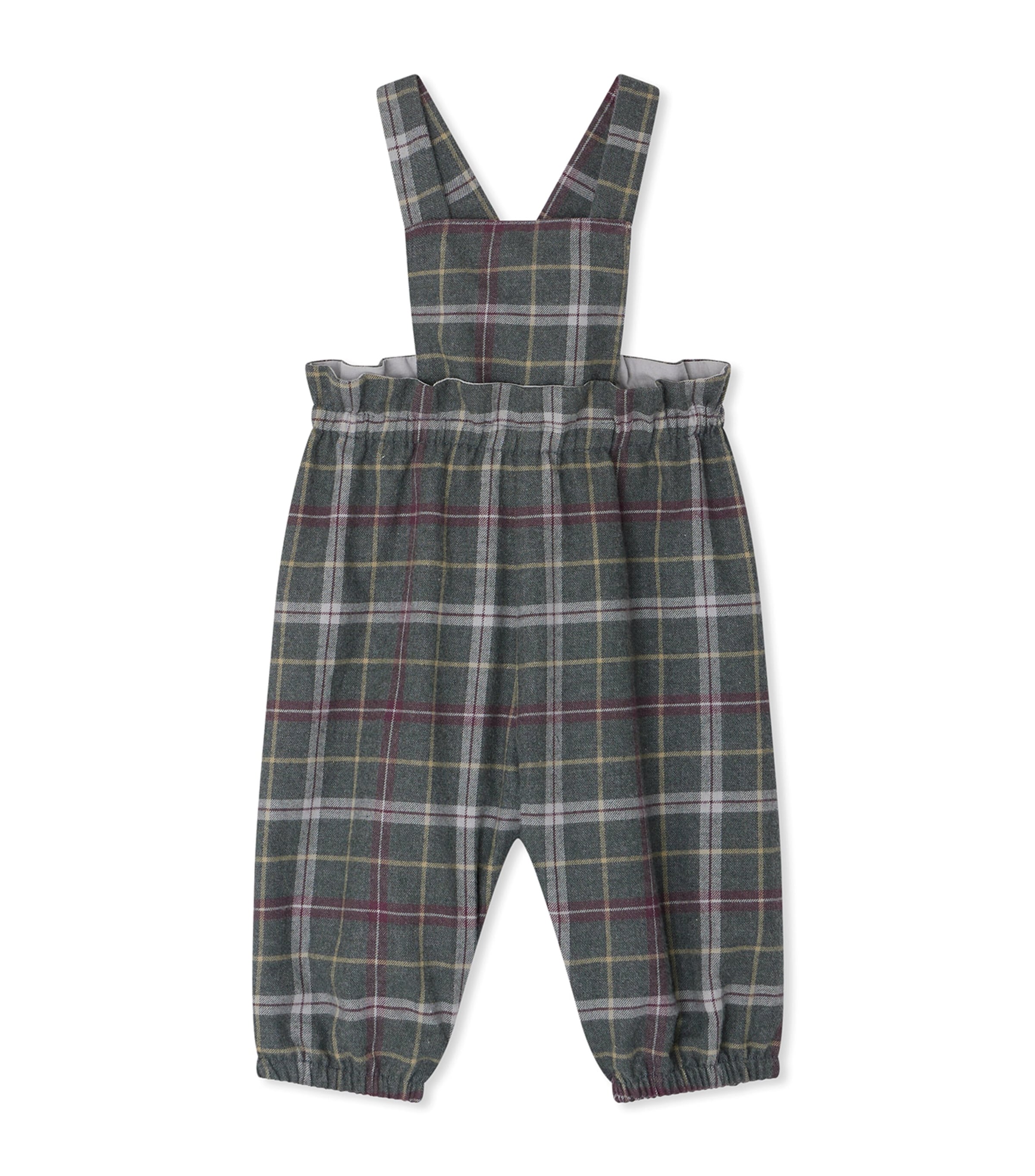 Bonpoint Kids' Cotton Check Overalls In Gray