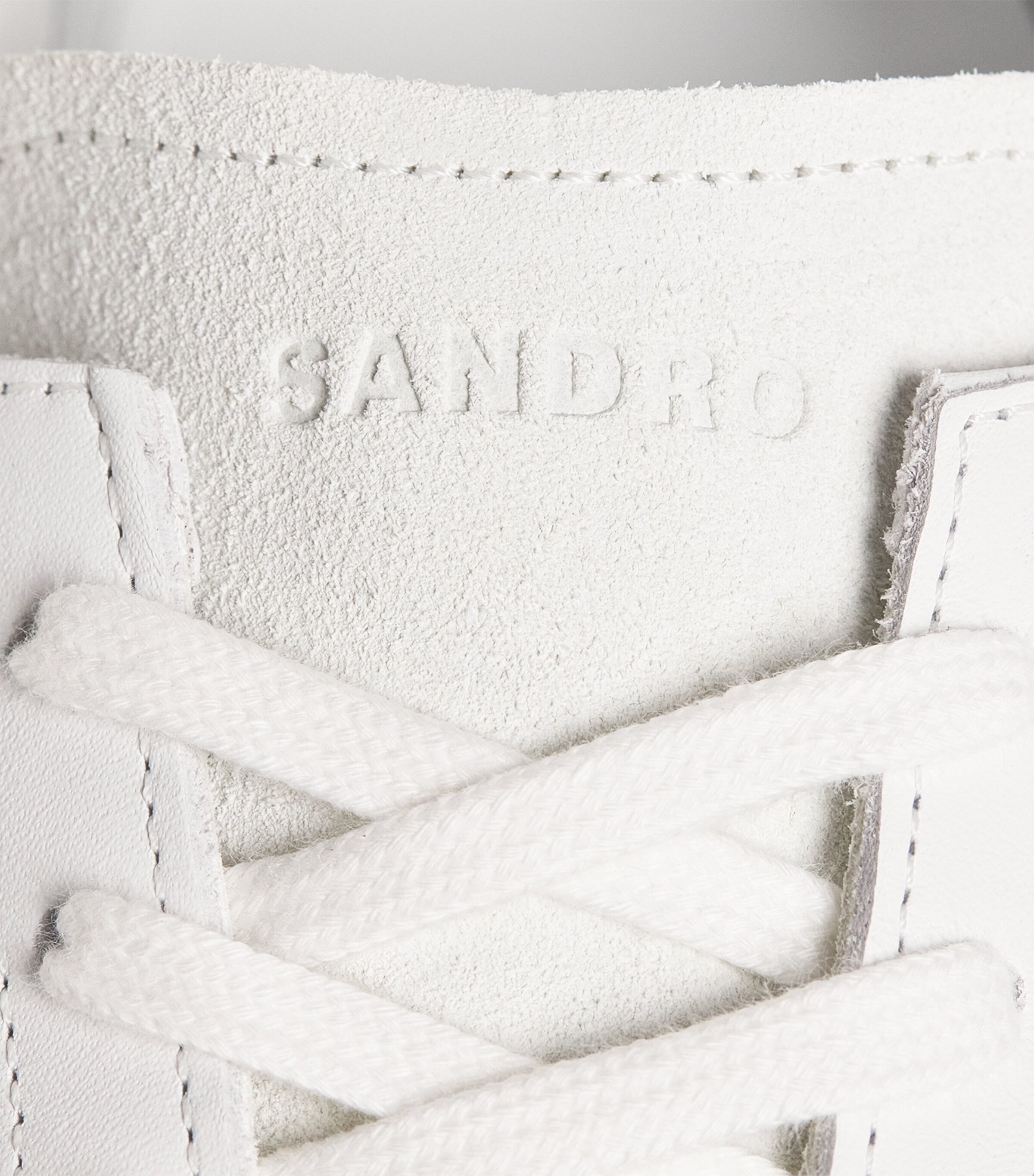 Sandro Paris Leather and Suede Low-Top Sneakers White Image 7