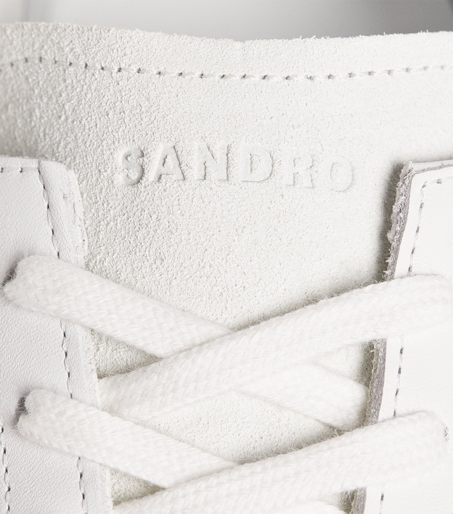 Sandro Paris Leather and Suede Low-Top Sneakers White Image 7