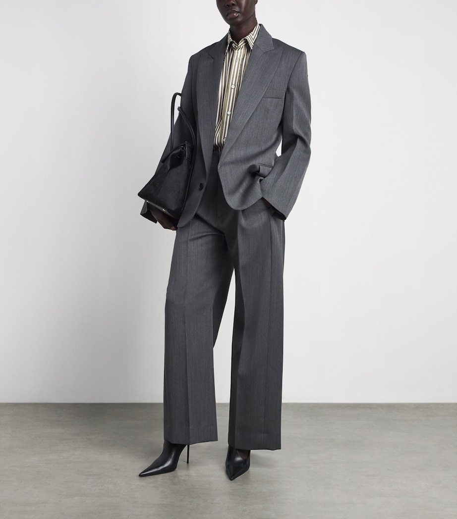 Victoria Beckham Womens Stripe Pocket-Detail Shirt Grn/wt Image 2