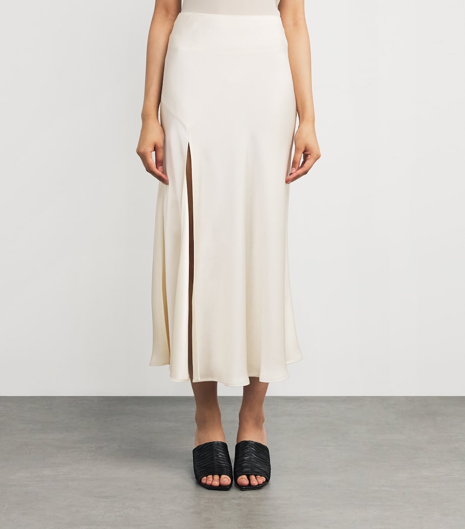Satin Midi Skirt 102 CREAM Image 3