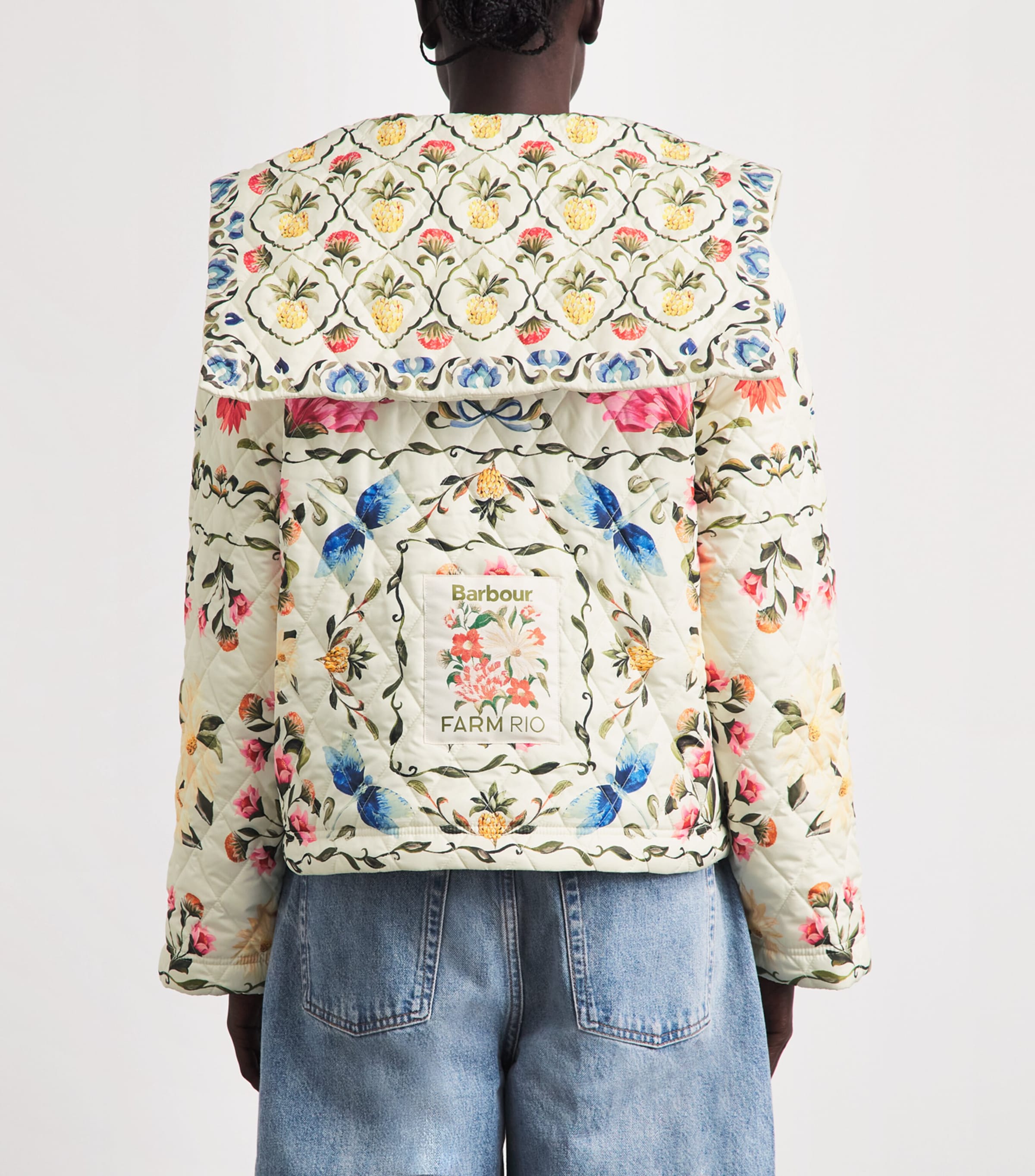 Barbour Womens x Farm Rio Quilted Floral Jacket Cream Spring Petal/f Image 5
