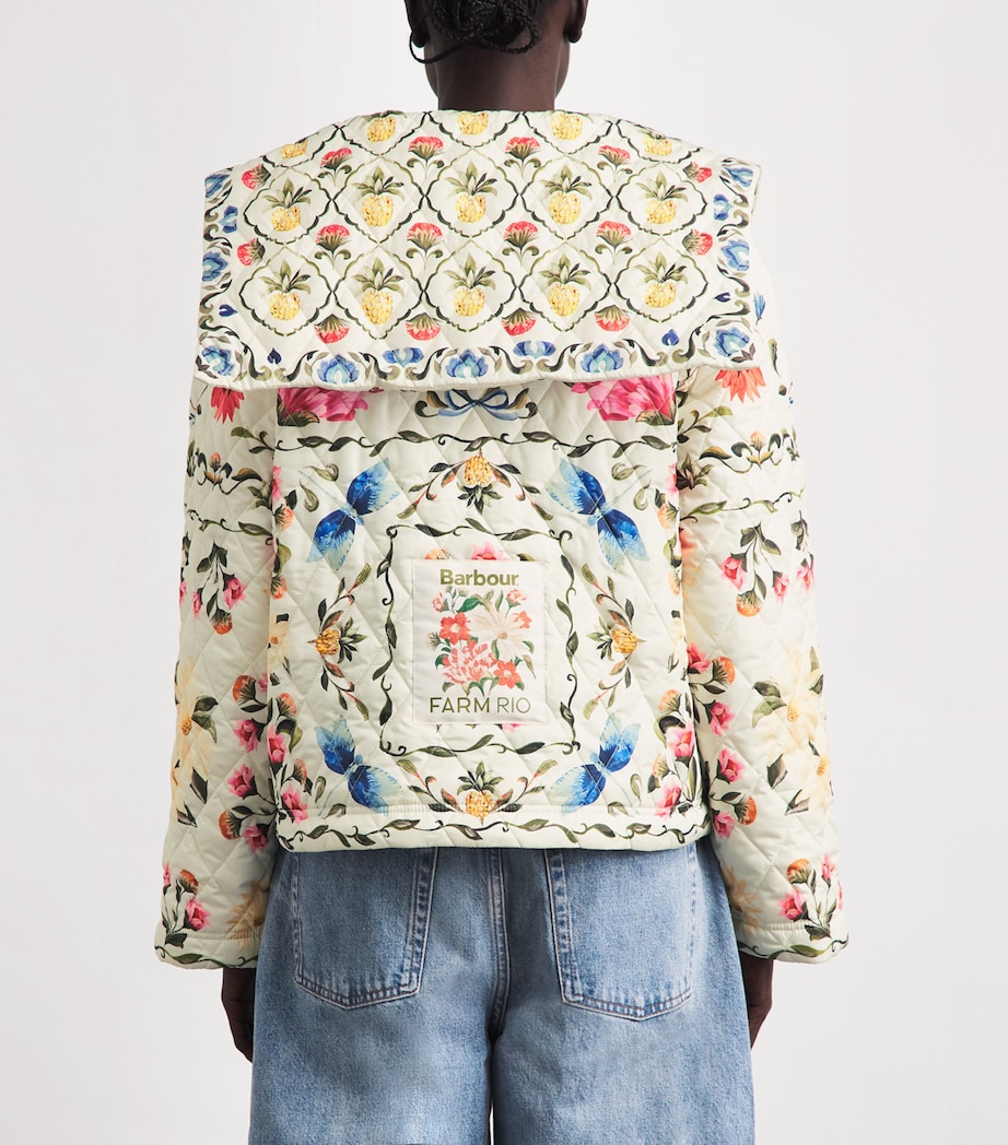 Barbour Womens x Farm Rio Quilted Floral Jacket Cream Spring Petal/f Image 5
