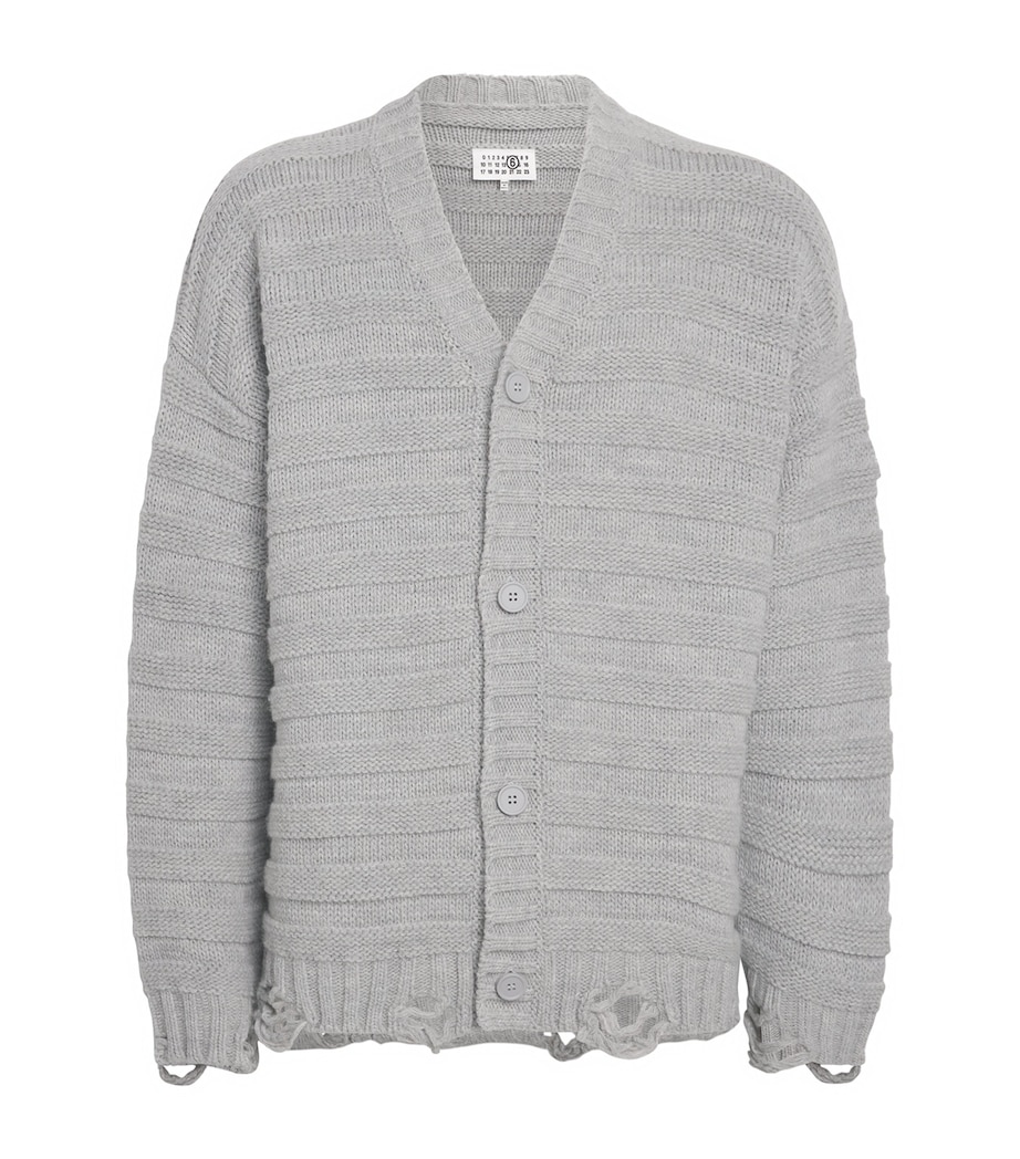 Wool-Blend Distressed Cardigan 857M - L GREY MELANG Image 1
