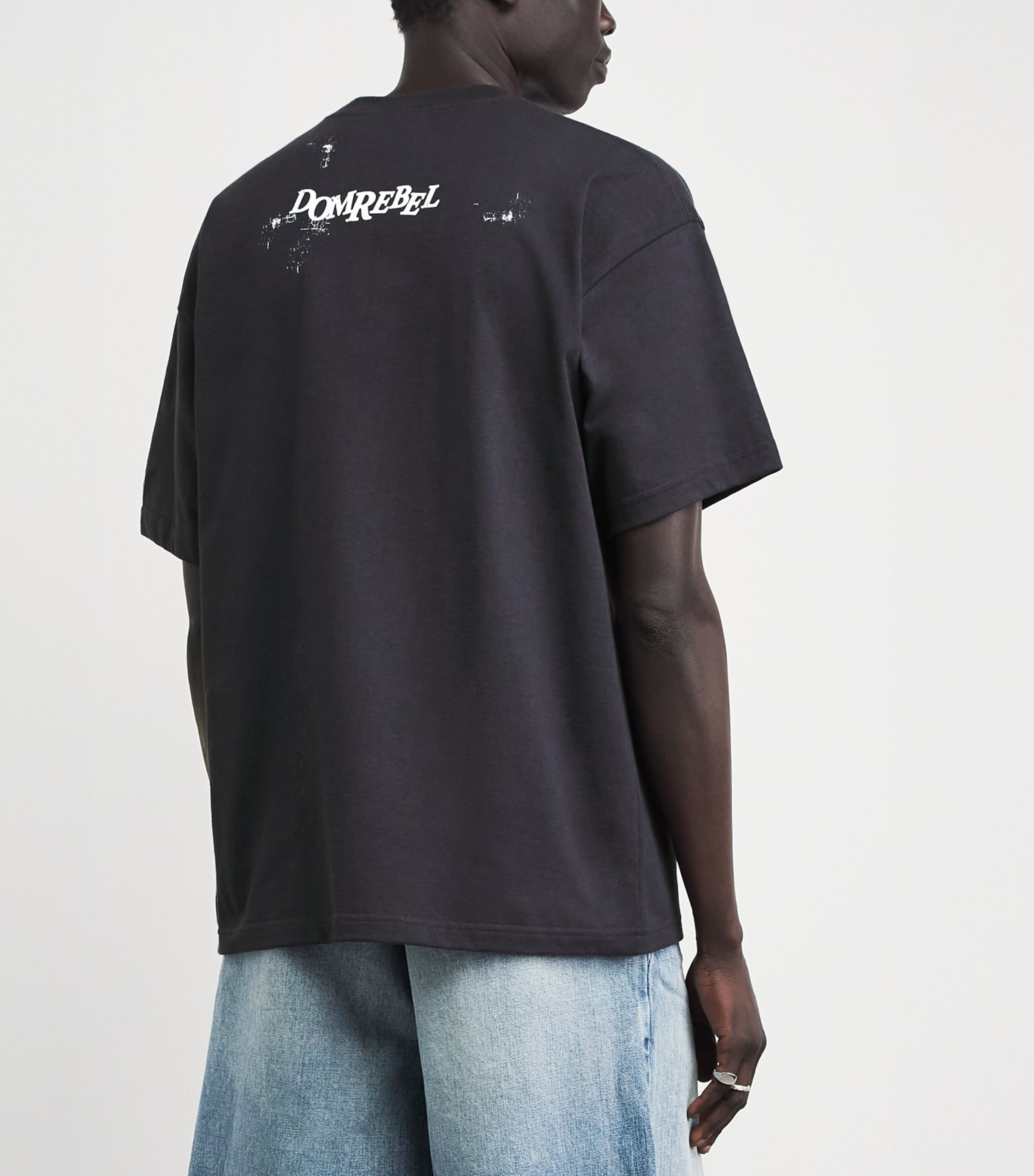 DOMREBEL Mens Cotton Eye Roll T-Shirt Old Black Image 5