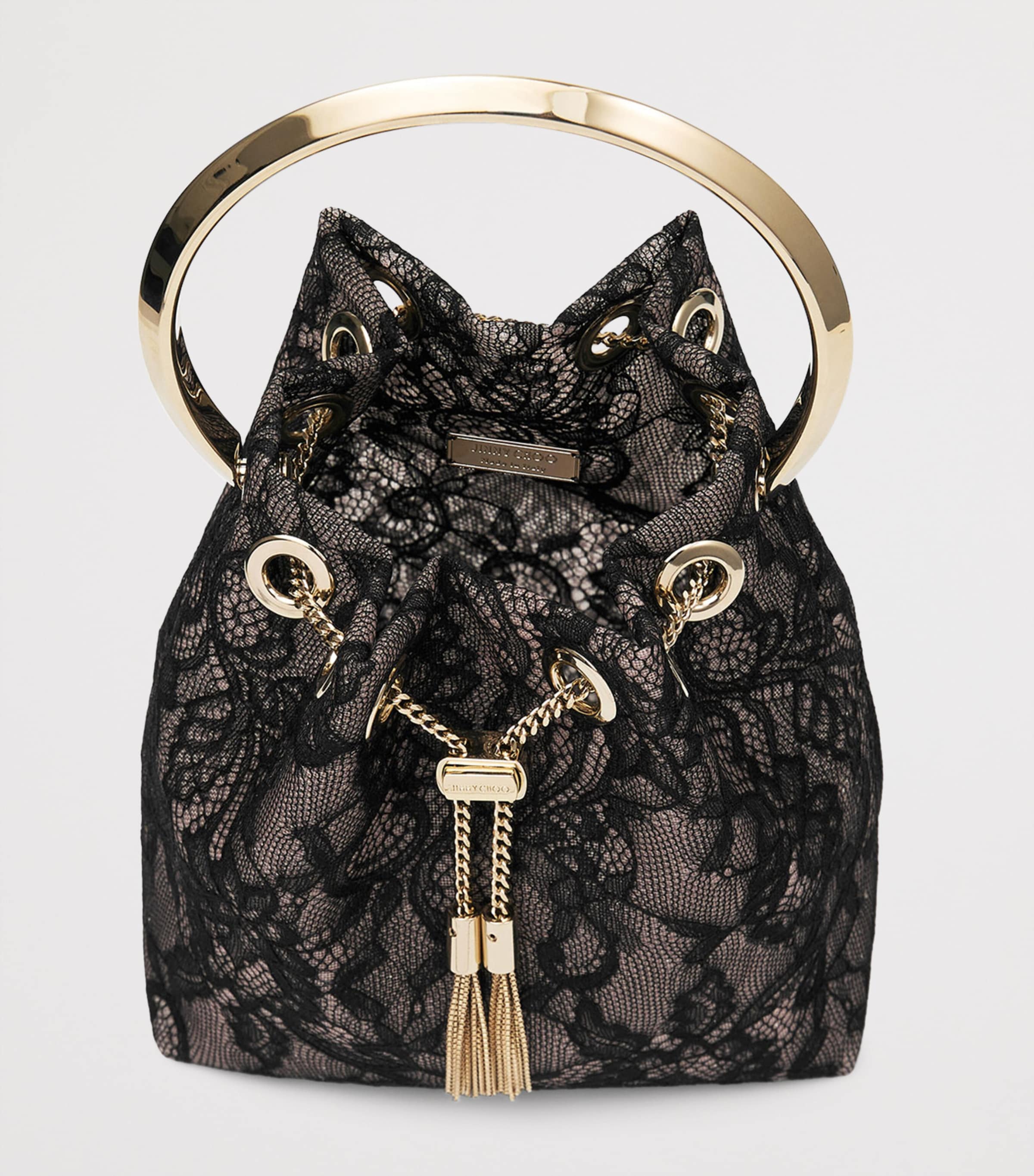 Jimmy Choo Lace Bon Bon Top-Handle Bag Black/light Gold Image 4