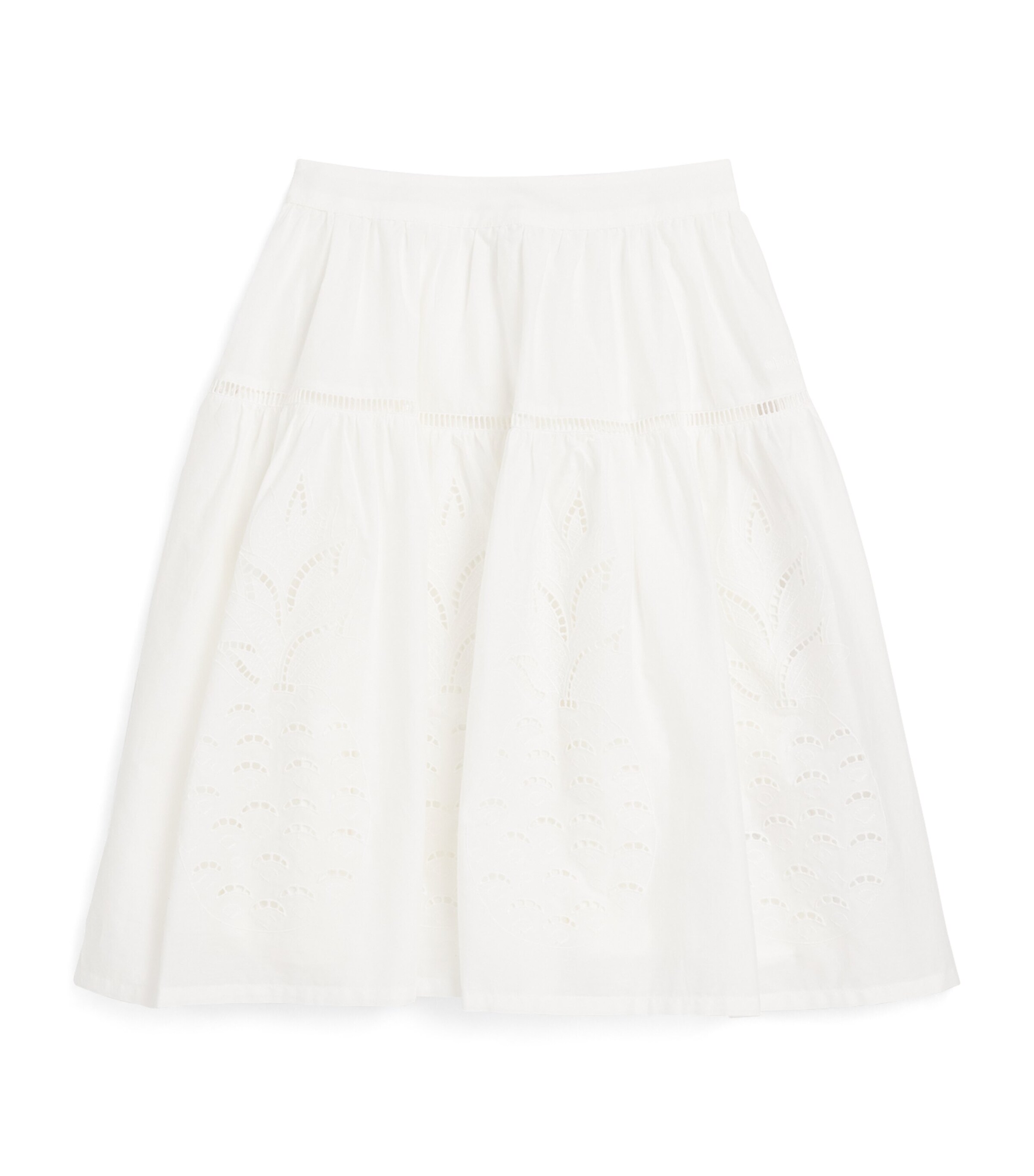 Chloé Cotton Broderie Anglaise Skirt In Blue