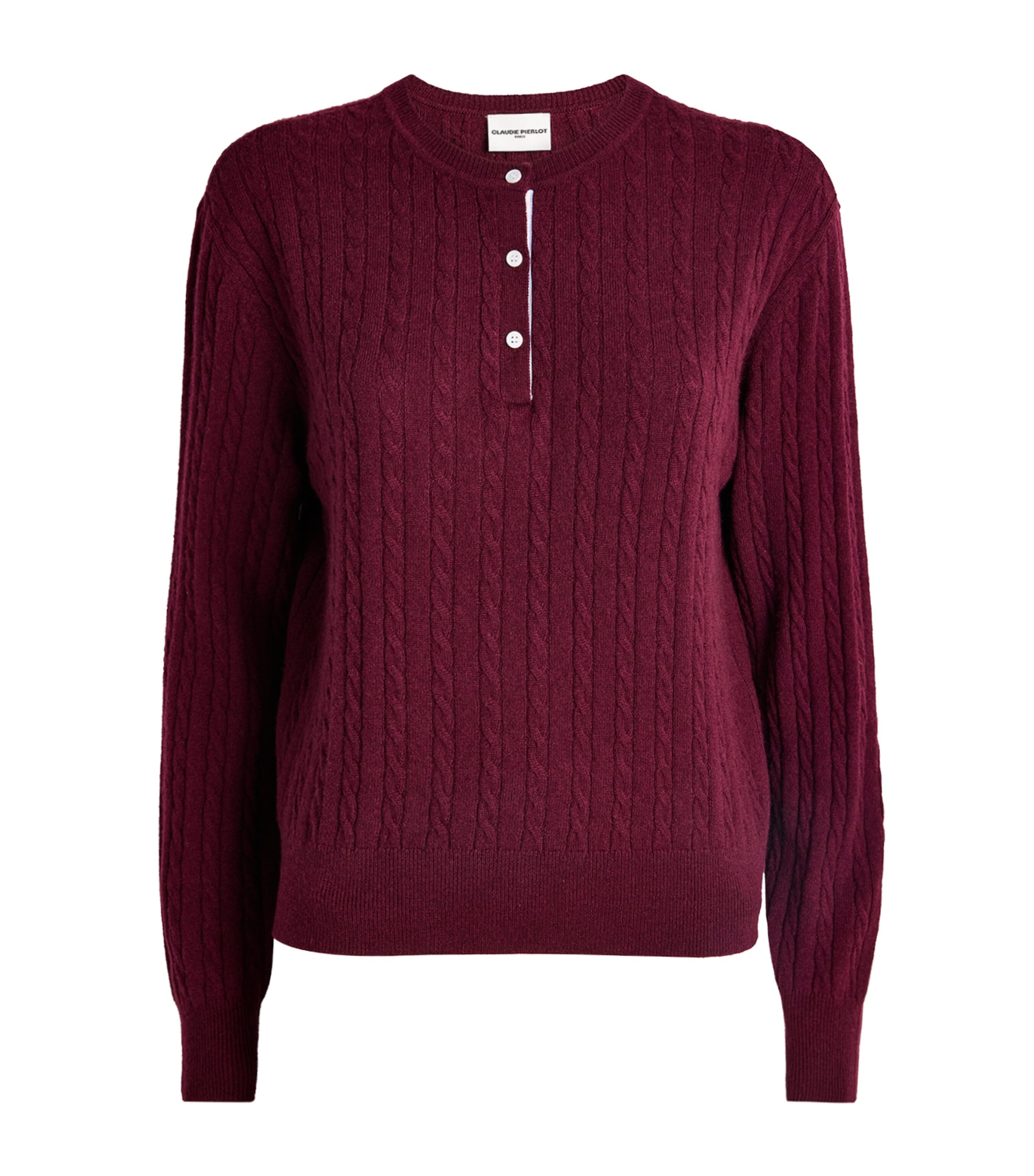 Claudie Pierlot Womens Burgundy Henley-neck Knitted Wool And Cashmere Jumper In Burgundy