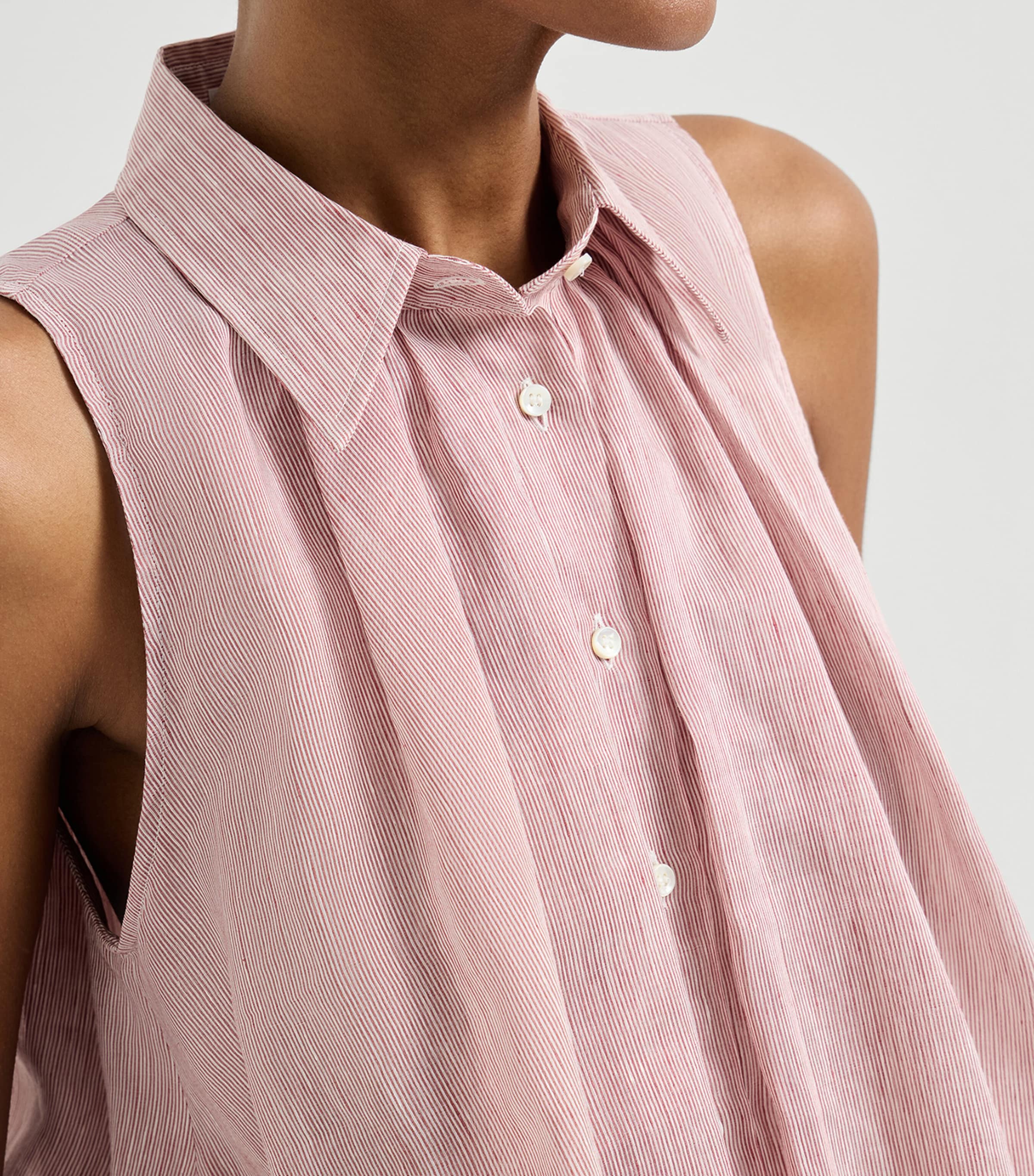 Brunello Cucinelli Womens Linen-Silk Stripe Sleeveless Shirt Image 6