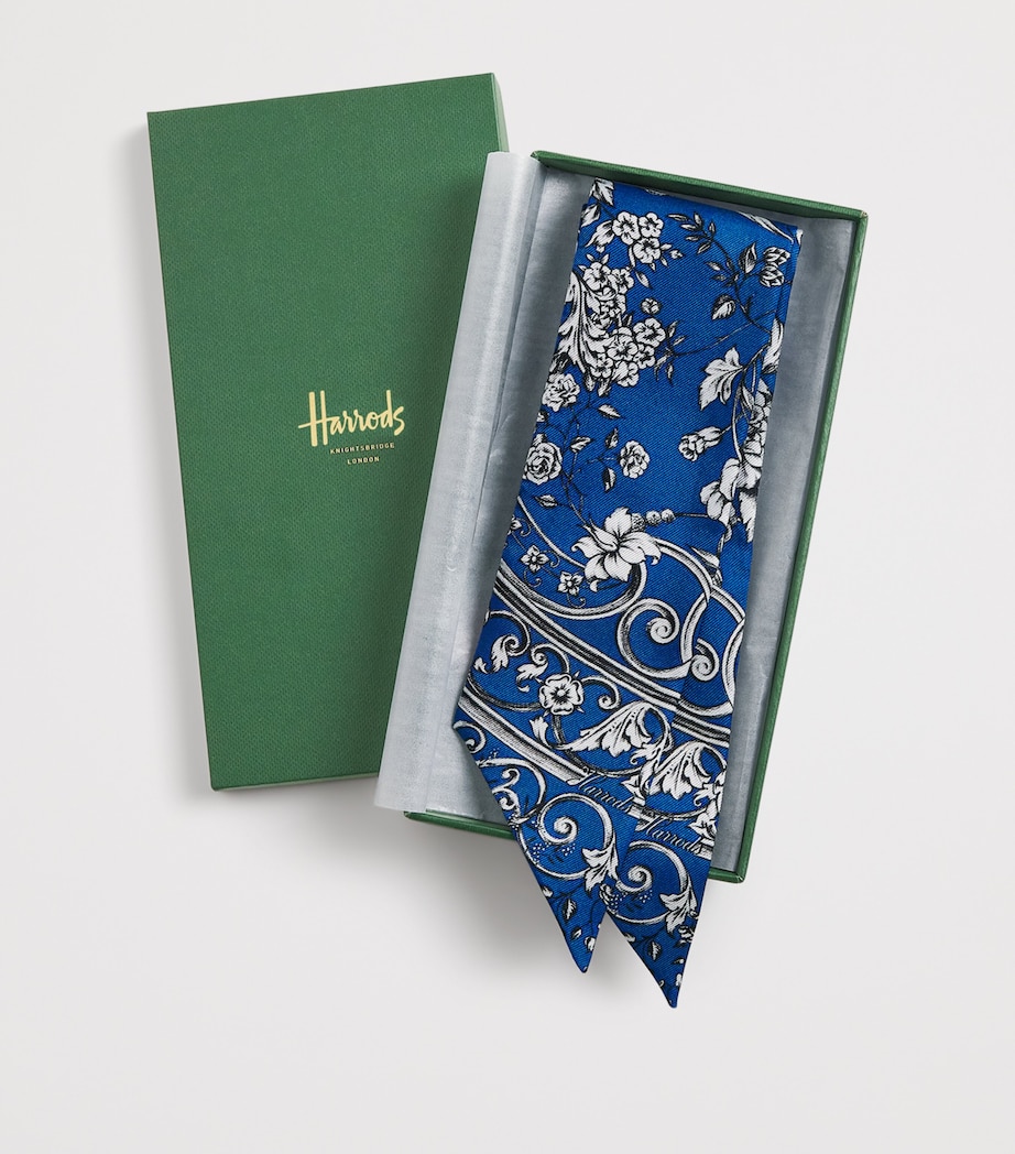 Silk Gilded Butterfly Twilly Scarf BLUE Image 4