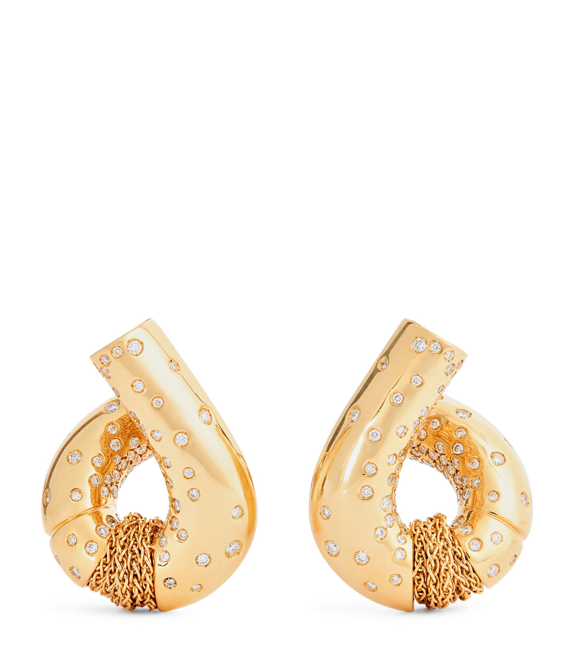 Tabayer Yellow Gold And Diamond Oera Hoop Earrings In Gold