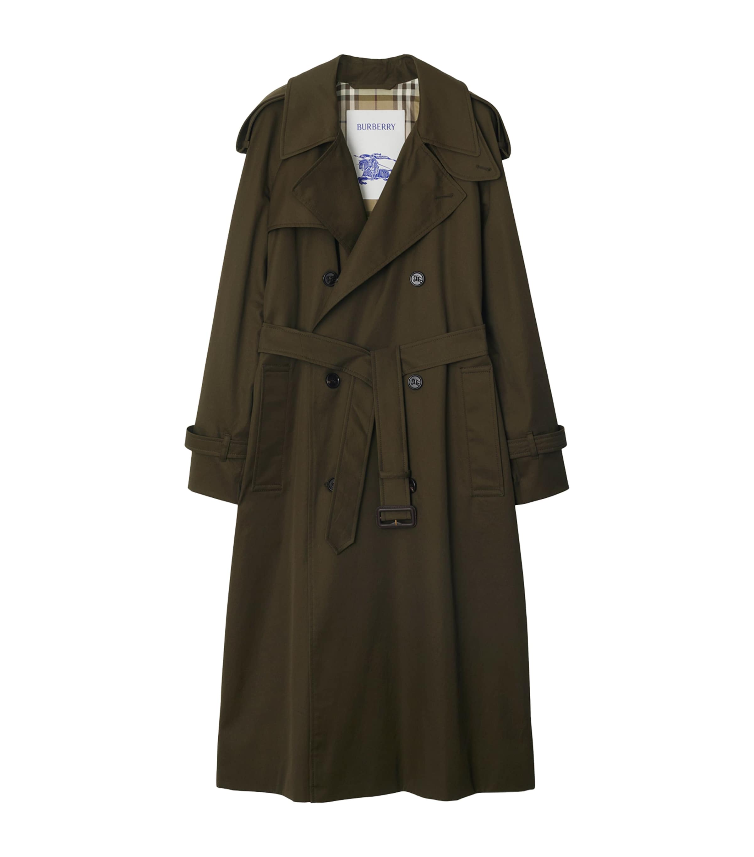 Burberry Cotton Long Castleford Trench Coat In Multi