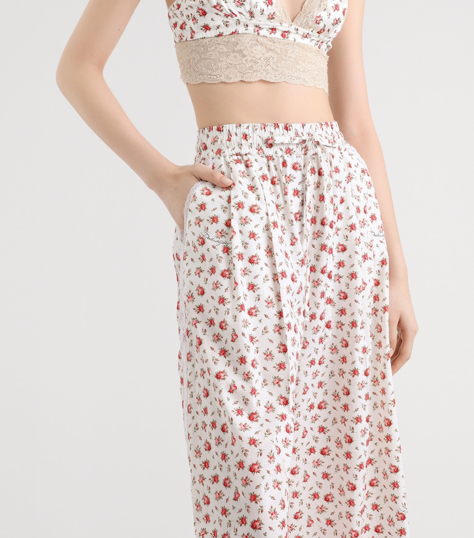 Dolce&Gabbana Womens Cotton-Blend Floral Trousers Rose Image 4