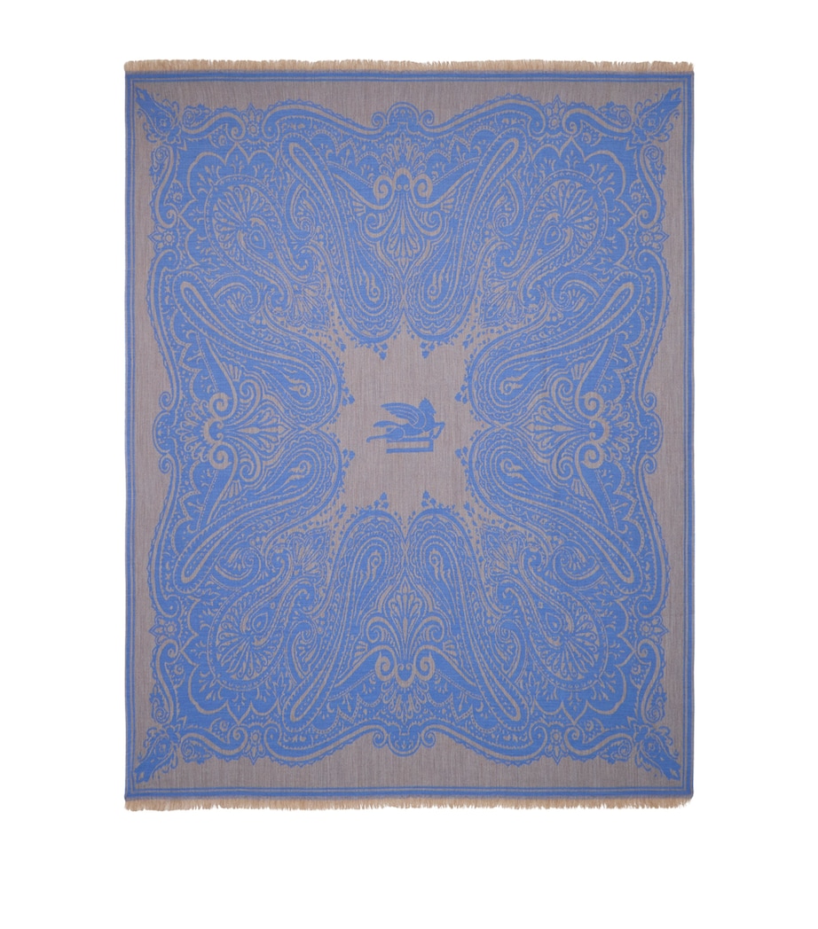 Etro Wool Alocasia Throw (140cm x 180cm) Blue Image 1