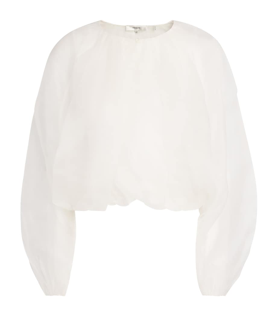 FRAME Womens Silk Balloon Blouse Crea Cream Image 1