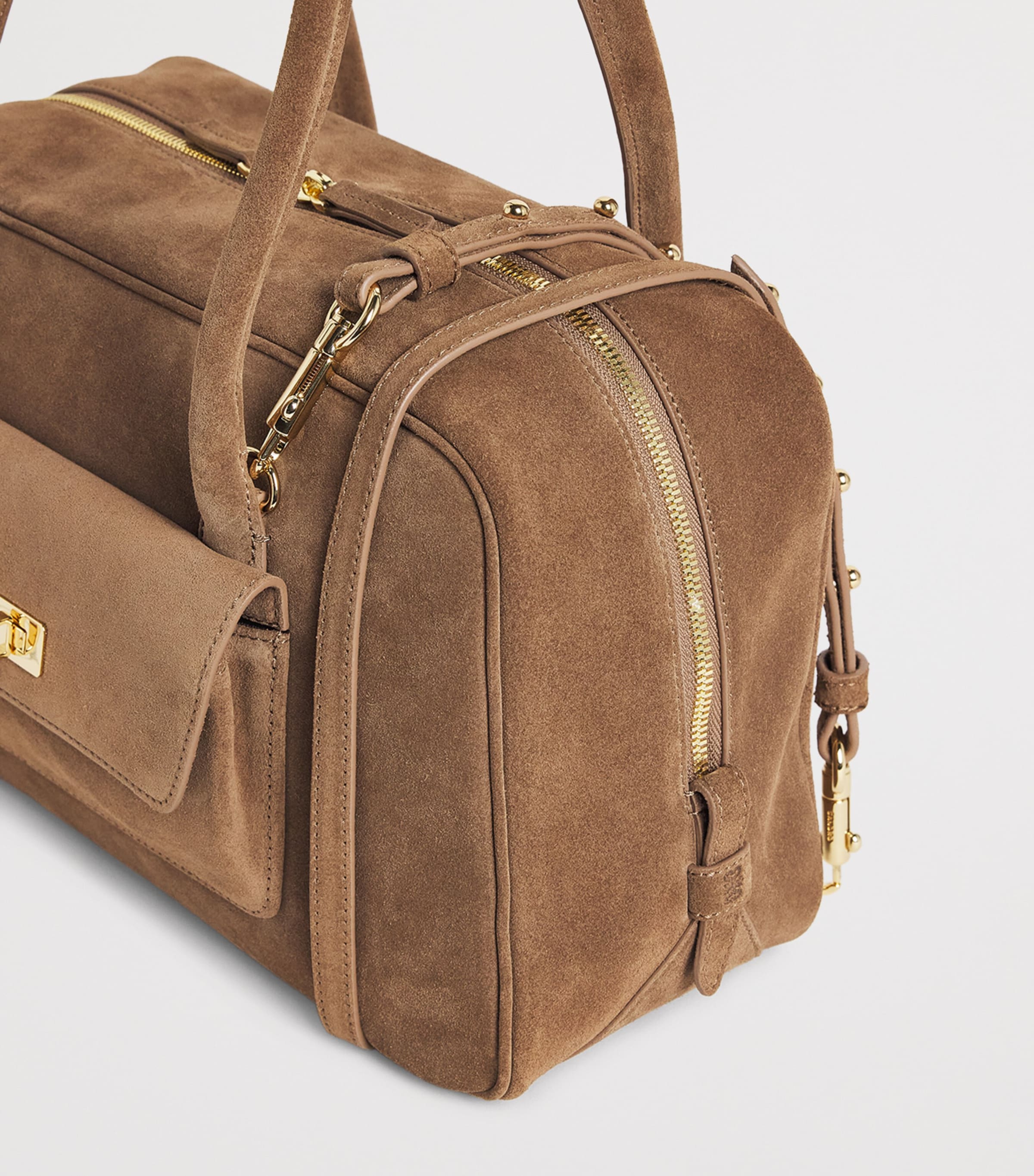Sandro Paris Suede Ezmeh Shoulder Bag Caramel Image 6