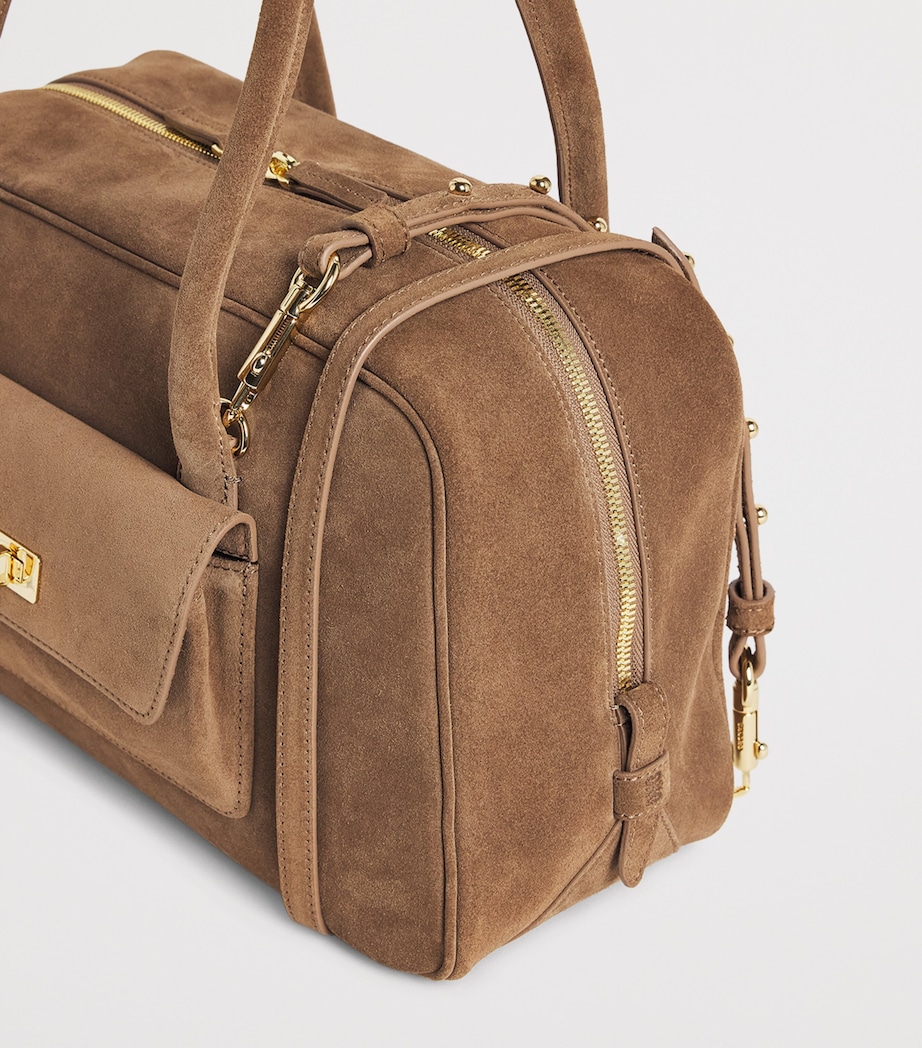 Sandro Paris Suede Ezmeh Shoulder Bag Caramel Image 6