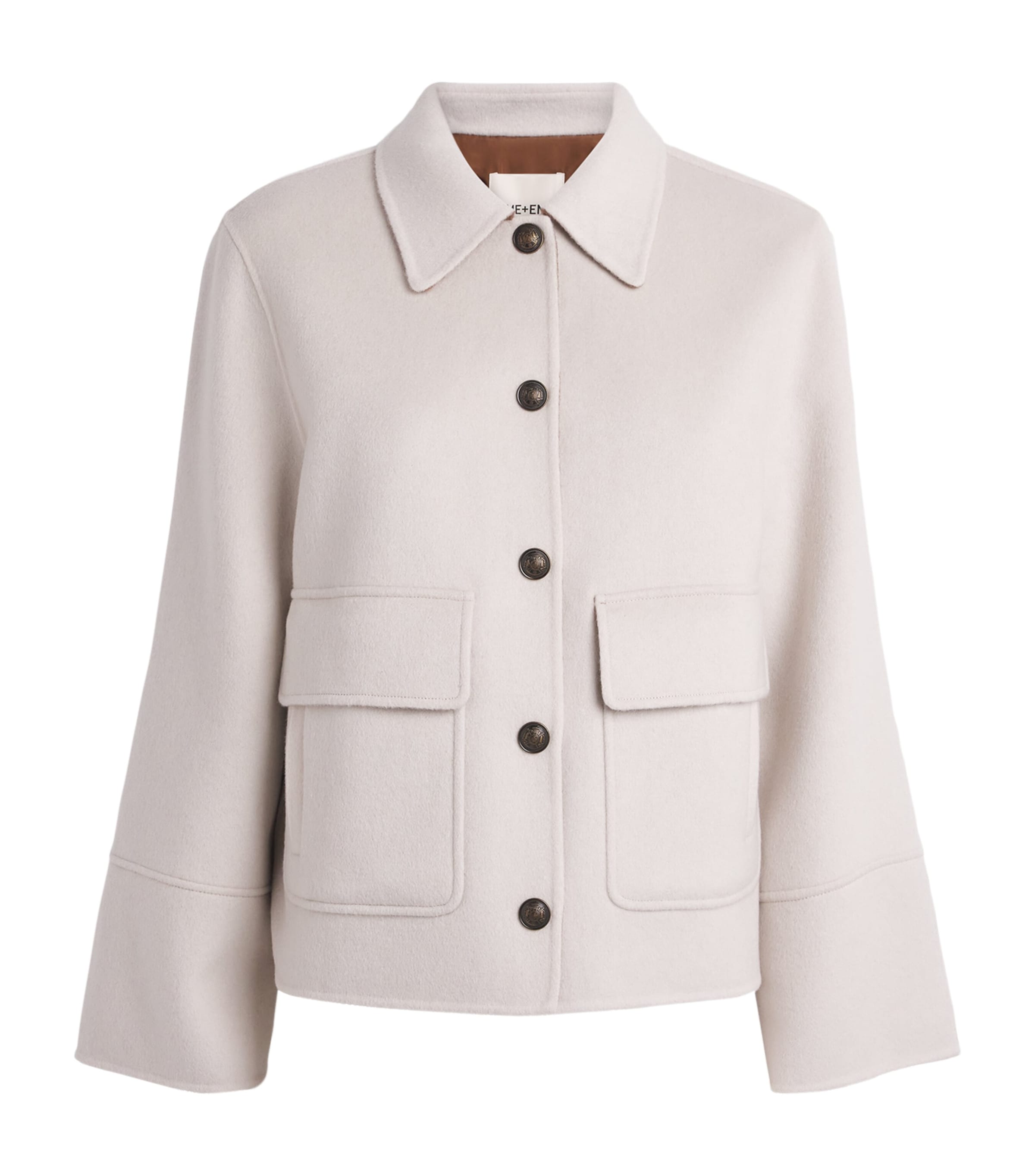 Wool-Cashmere Twin-Pocket Jacket IVORY/CAMEL Image 1