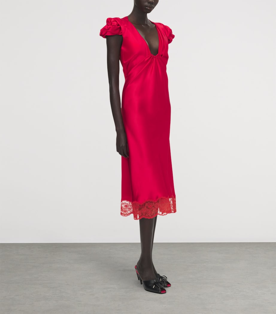 McQueen Womens Satin-Lace Midi Dress Image 4