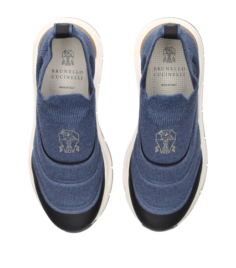 Brunello Cucinelli Kids Knitted Slip-On Sneakers Blue Image 4