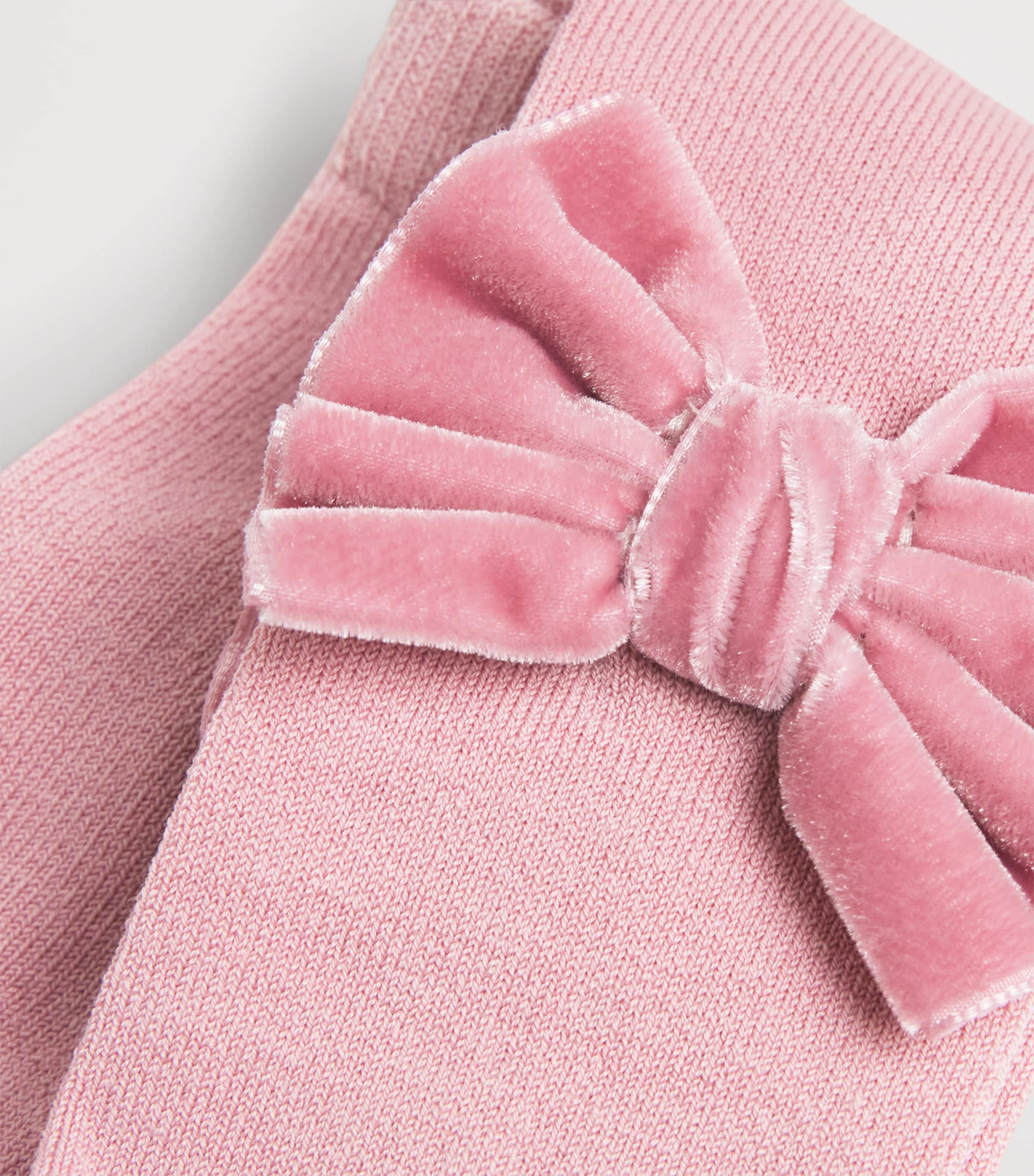 Velvet-Bow Knee-High Socks 16 DRY PINK Image 2